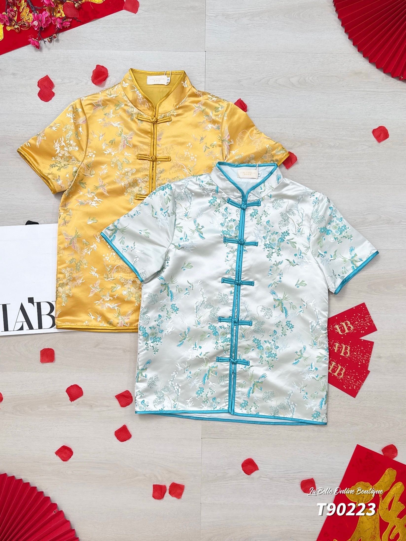 【LBP GXFC 独家新年系列-盛世年华】独特传统花鸟图刺绣唐装上衣 (T90223)-La'Belle Fashion Boutique Sdn Bhd