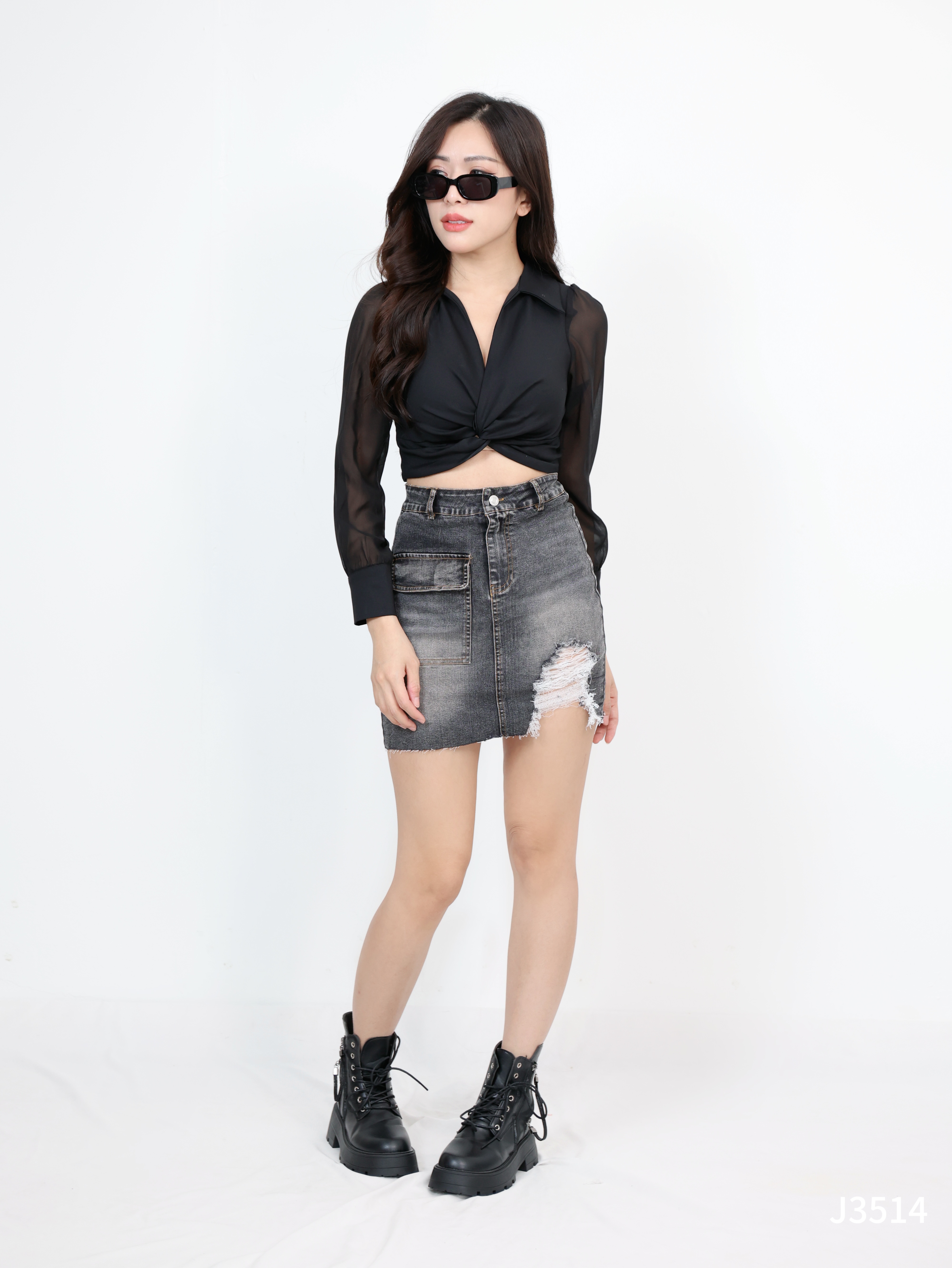 【LBP独家】炸街A字包臀高腰裤裙 (J3514)-La'Belle Fashion Boutique Sdn Bhd