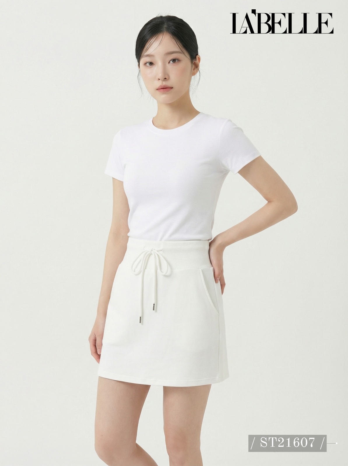 时尚百搭抽绳包臀高腰短裙 (ST21607)