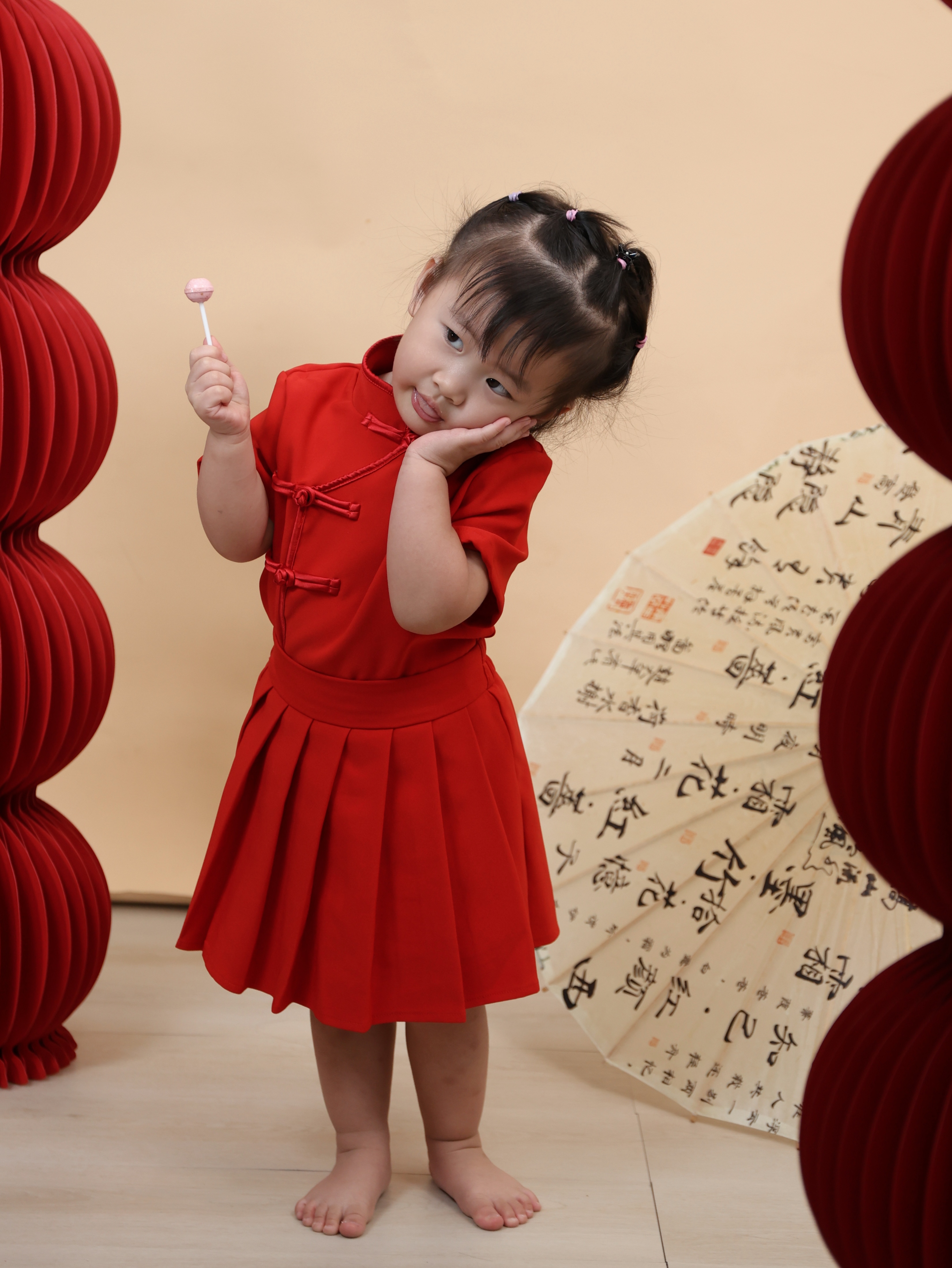 【LBP亲子系列-红运当头】简约改良版旗袍两件套【女童款】(F70129)-La'Belle Fashion Boutique Sdn Bhd