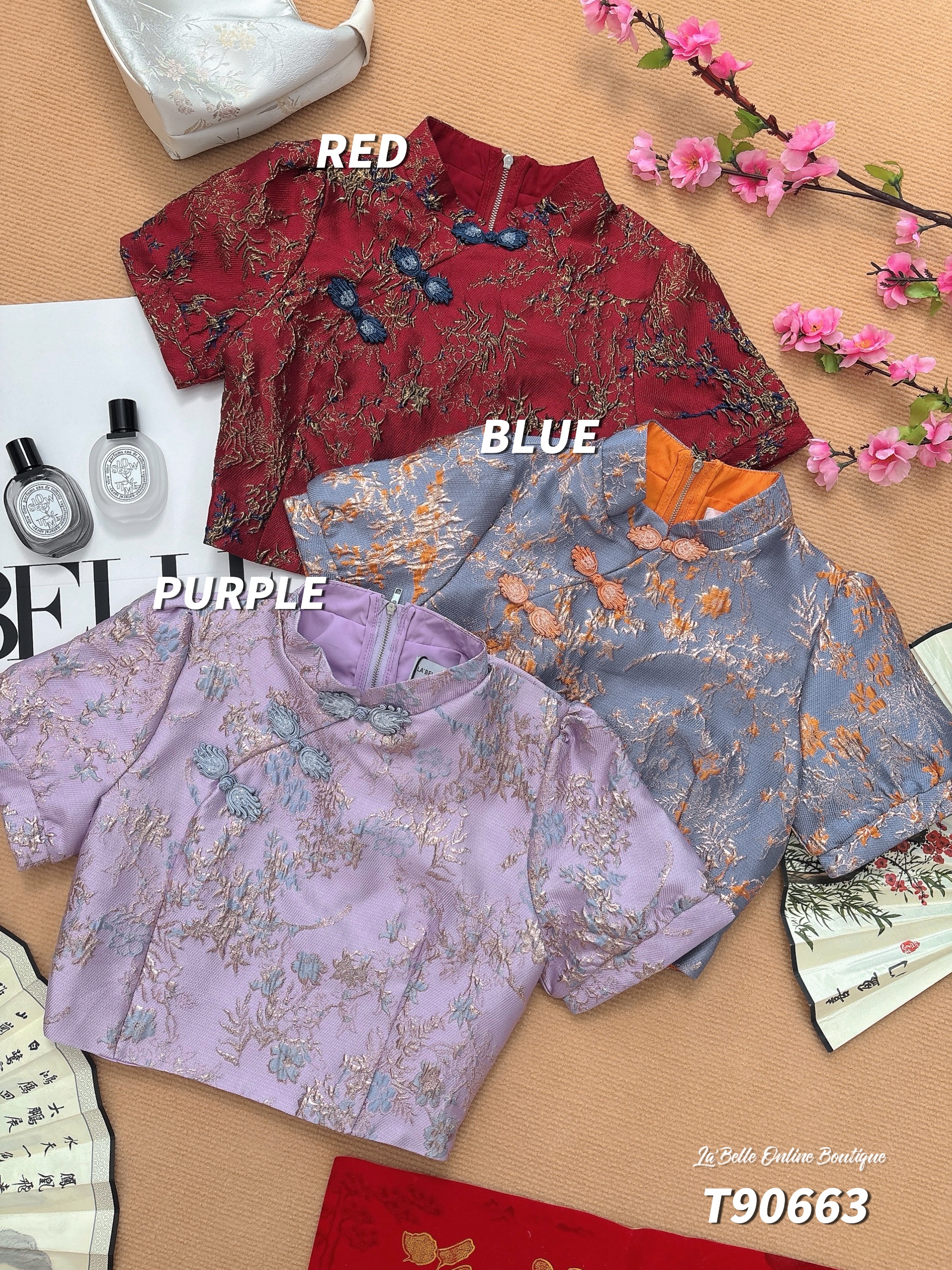 【预购PRE-ORDER】【LBP 独家新年系列】绝美立领撞色设计旗袍上衣 (T90663)