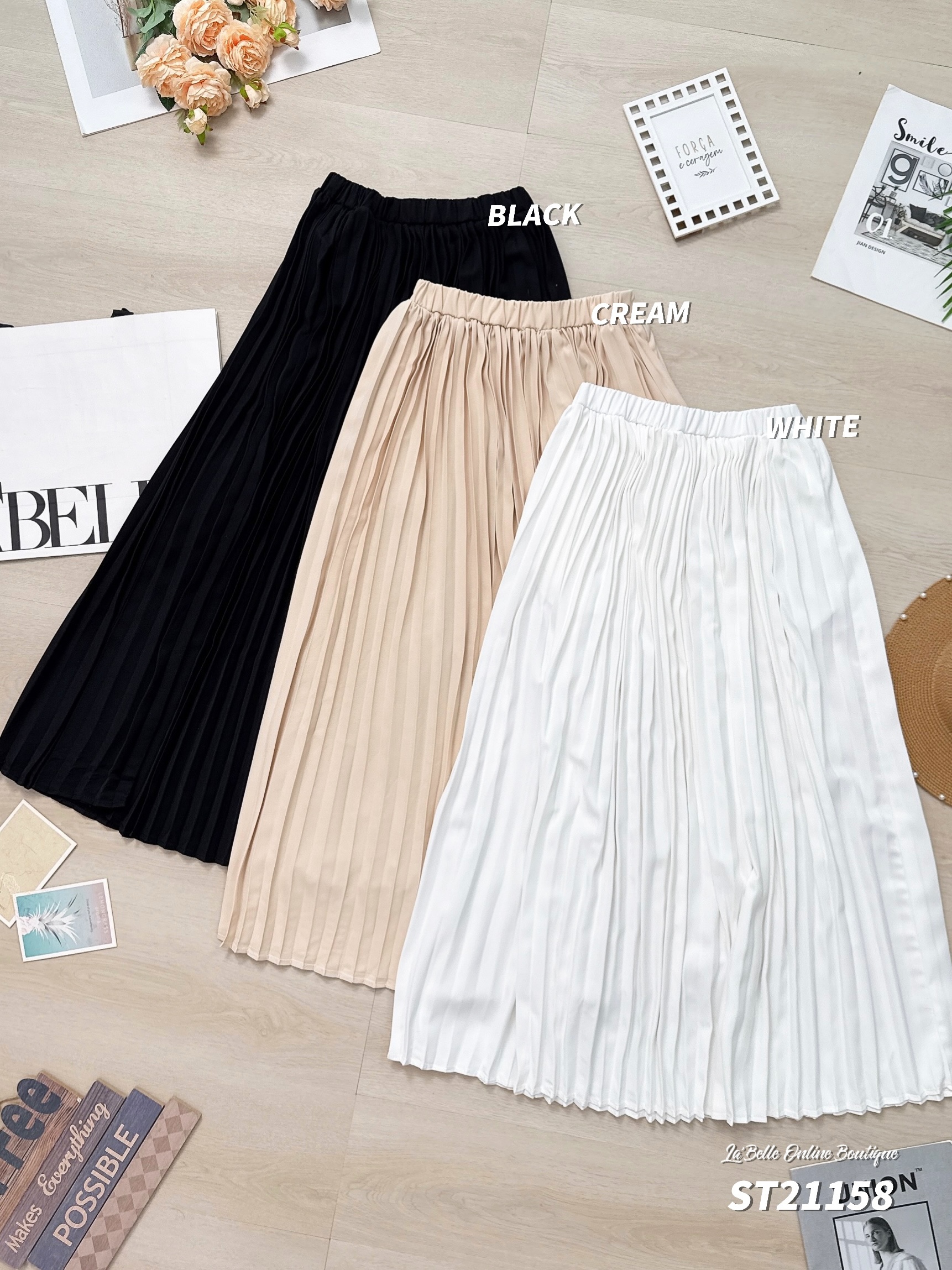 【LBP独家】时尚气质大摆百褶高腰半身裙 (ST21158)-La'Belle Fashion Boutique Sdn Bhd