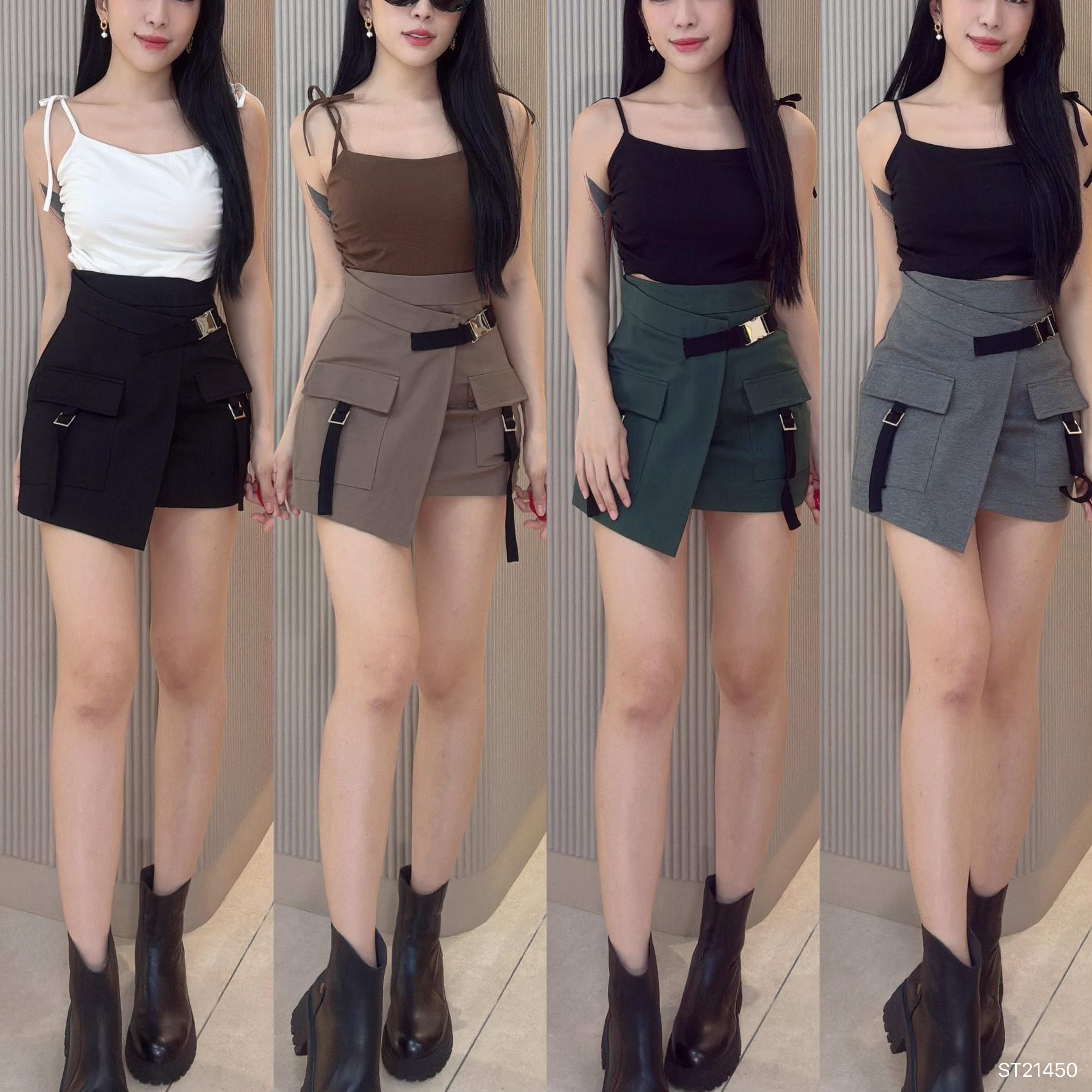 【LBP独家】酷Girl工装风A字显瘦高腰裙 (ST21450)