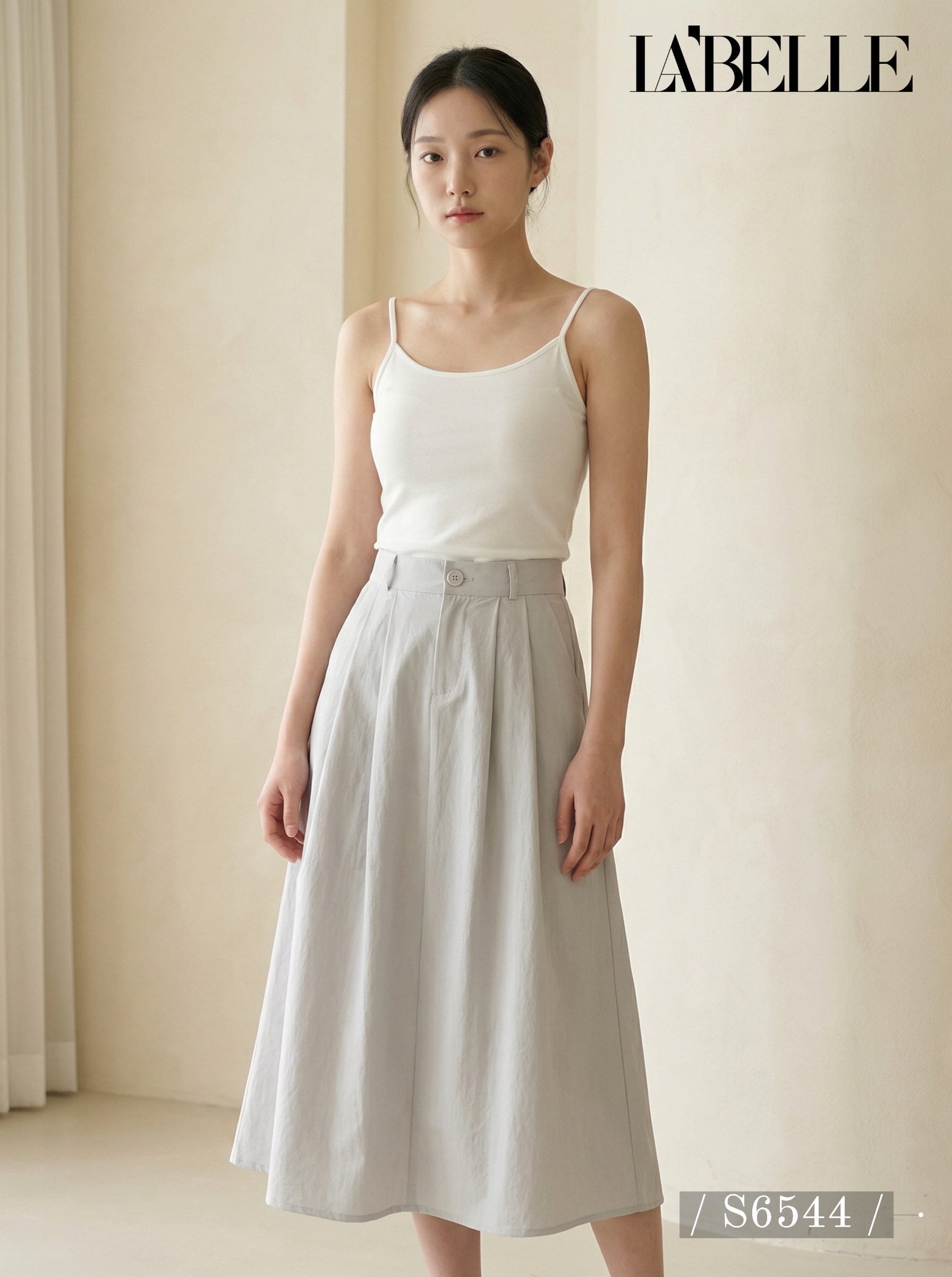 气质A字压褶设计高腰半身裙 (S6544)