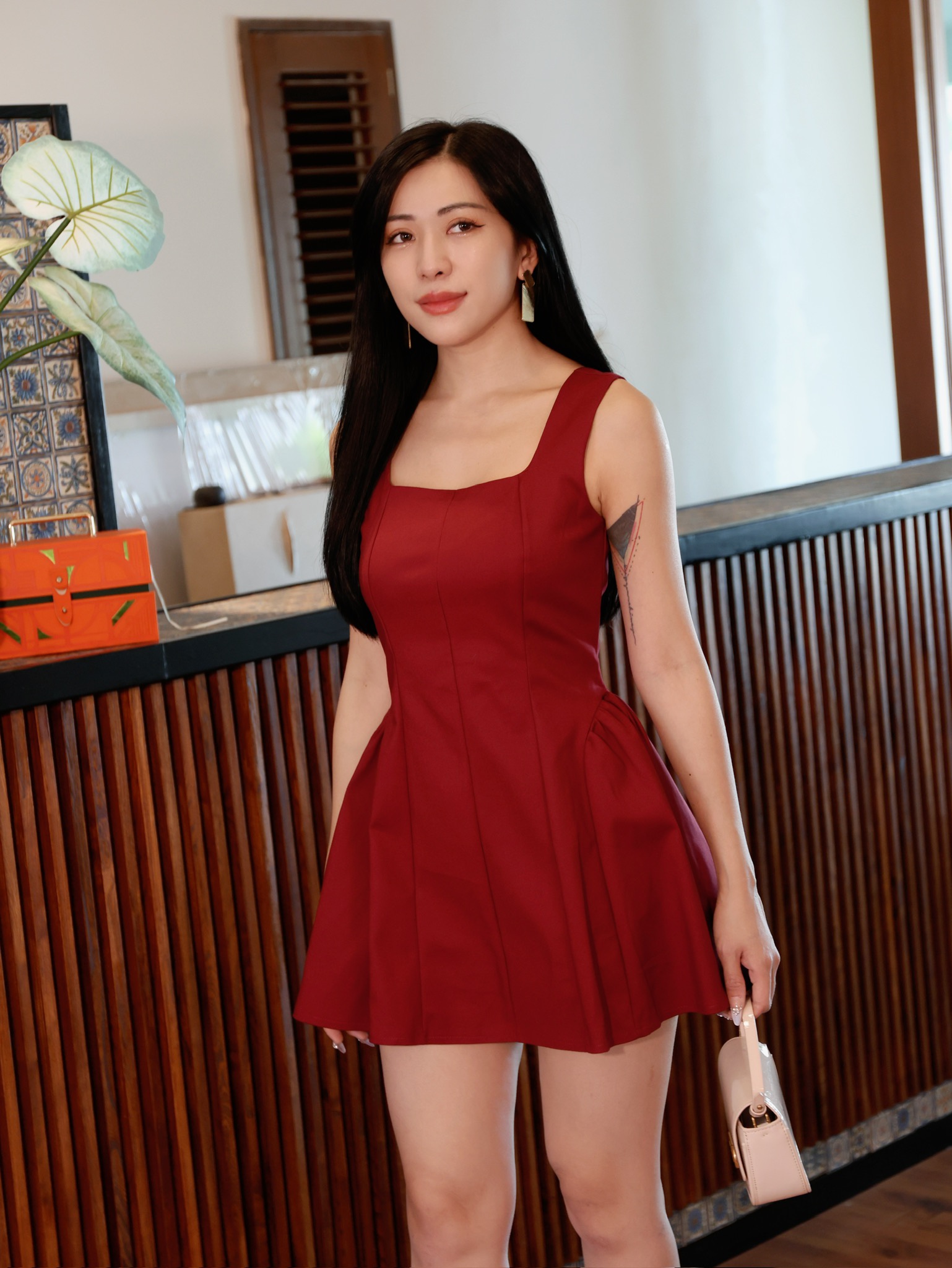 气质收腰A字蓬蓬设计宽带连身裙 (ST21545)