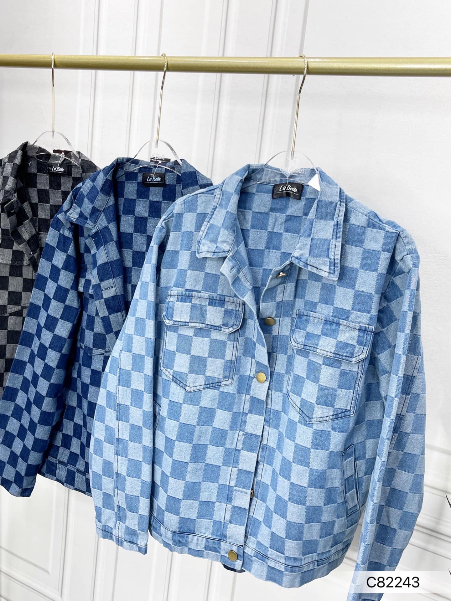 【LBP独家】高质量棋盘格牛仔外套 (C82243)