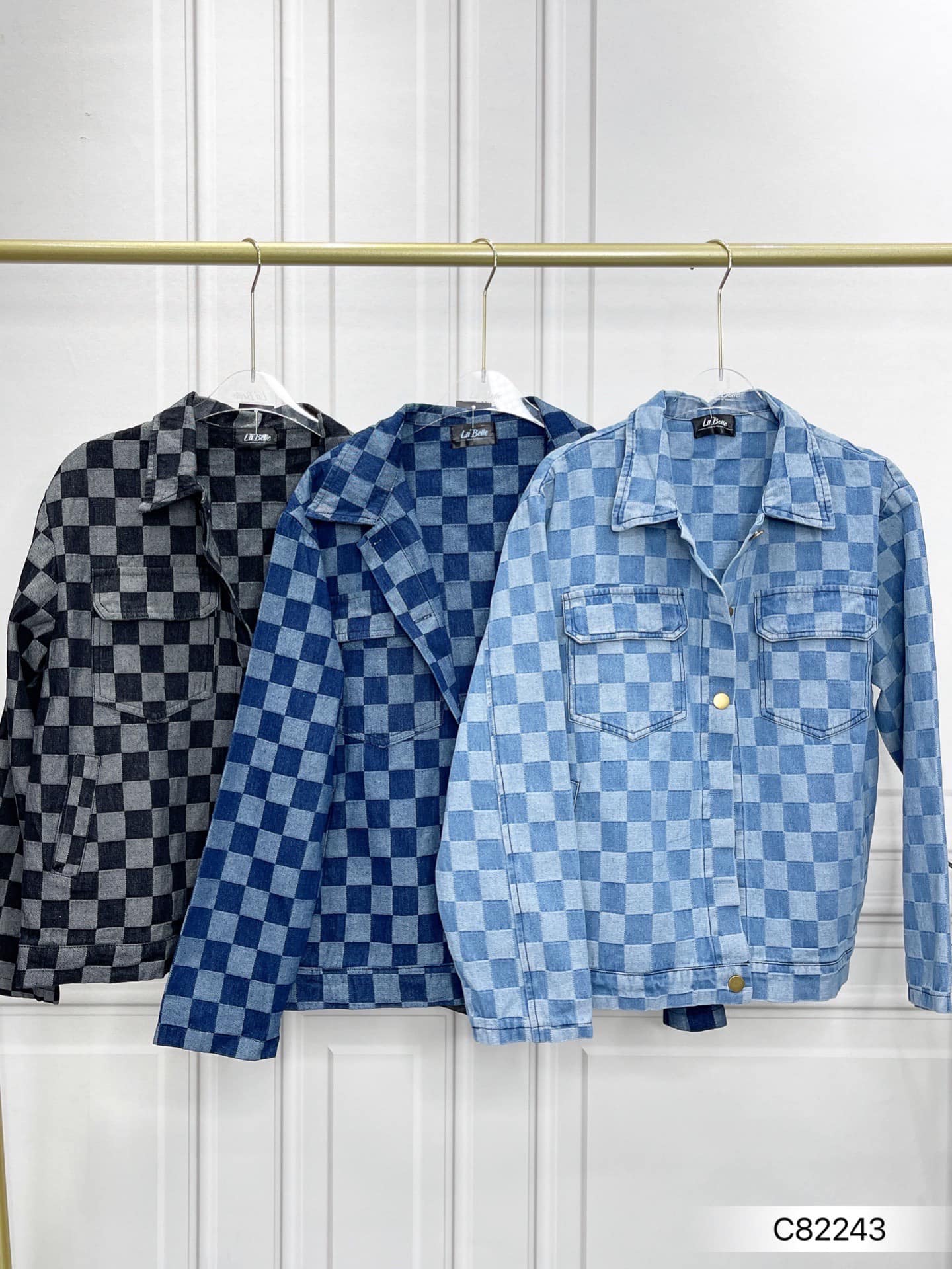 【LBP独家】高质量棋盘格牛仔外套 (C82243)