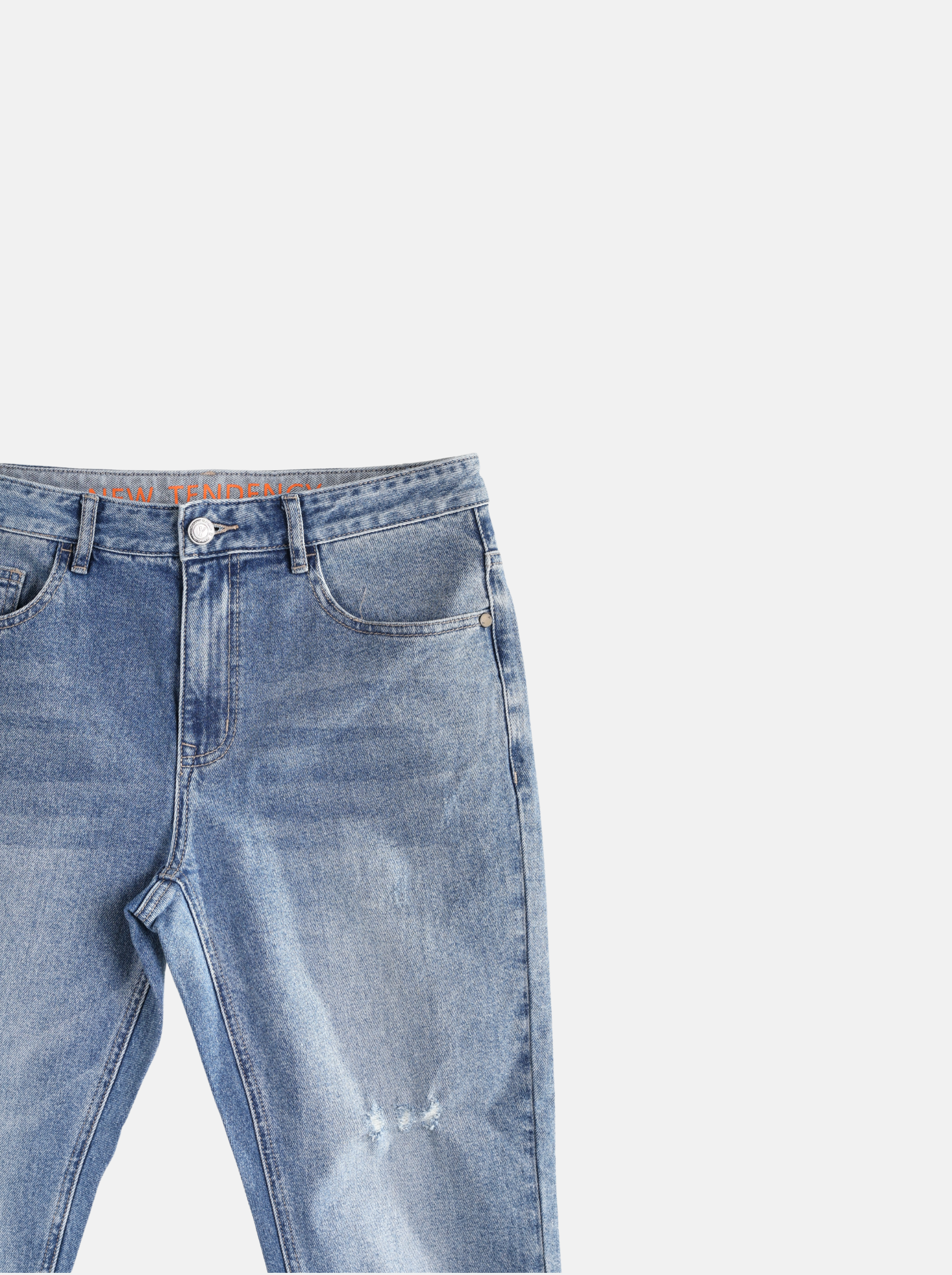 Straight Cut Men's Jeans with Distressed Ripper Design（YS30120）