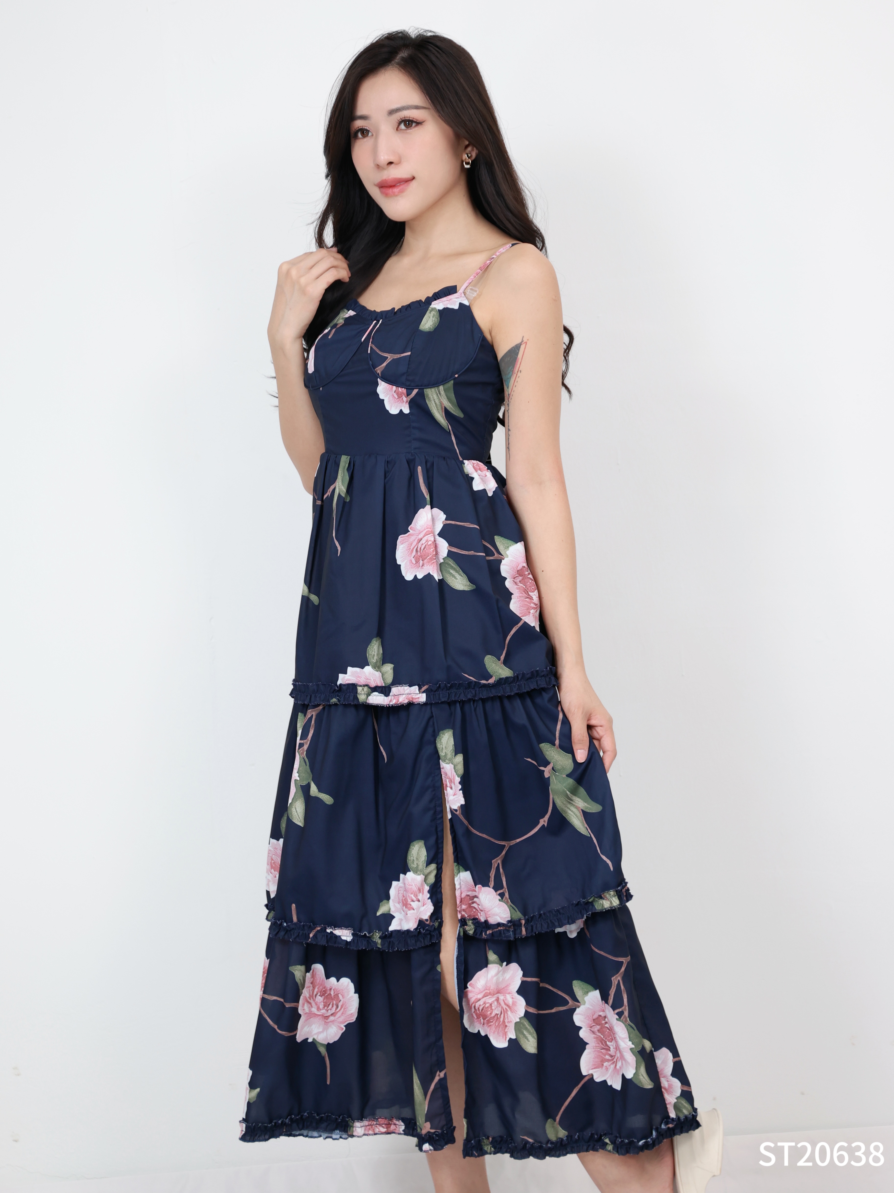 【LBP独家】法式茶歇蛋糕层设计吊带连身裙（ST20638）- 特价