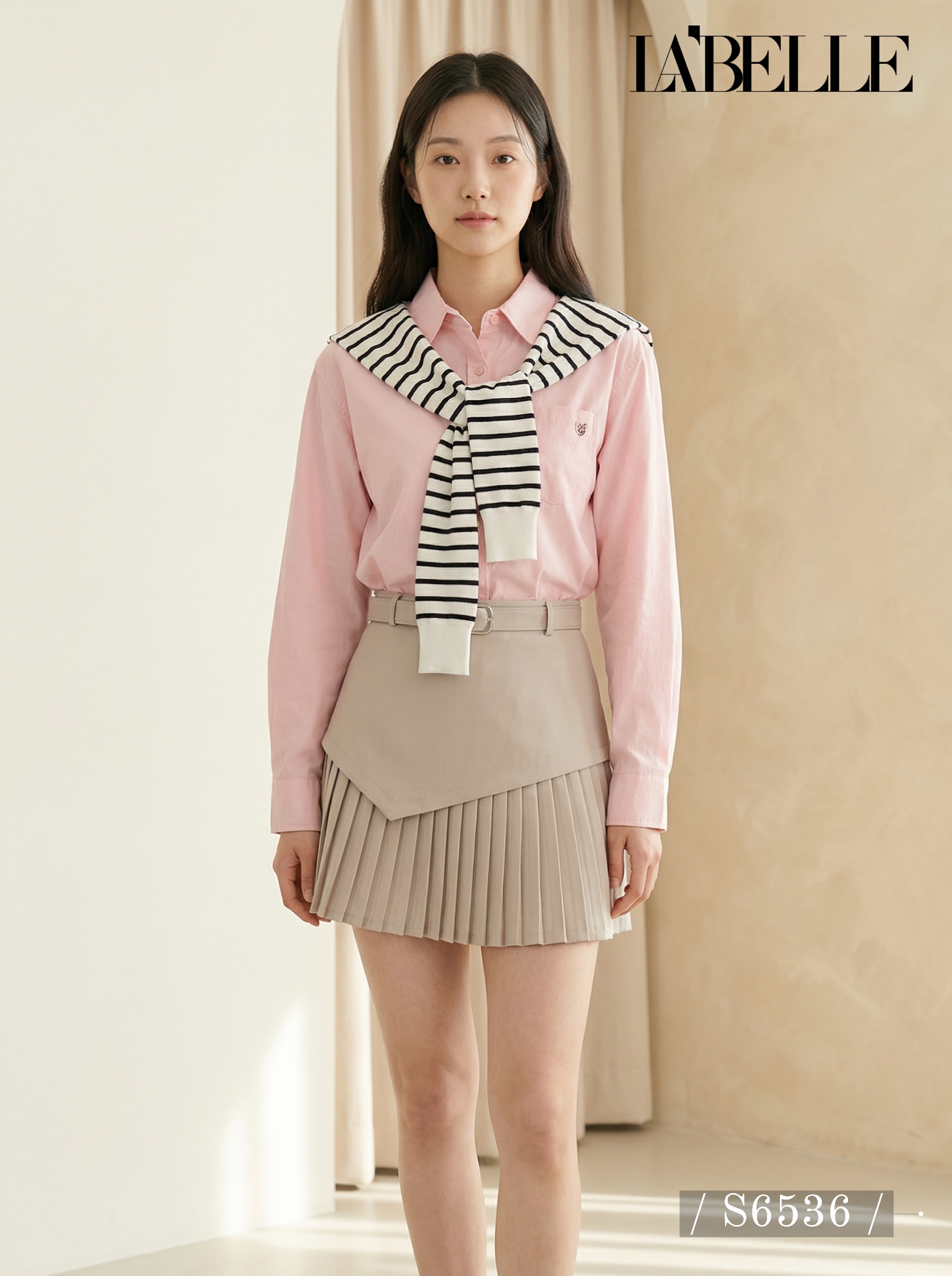 高级感不规则设计百褶高腰短裙 (S6536)