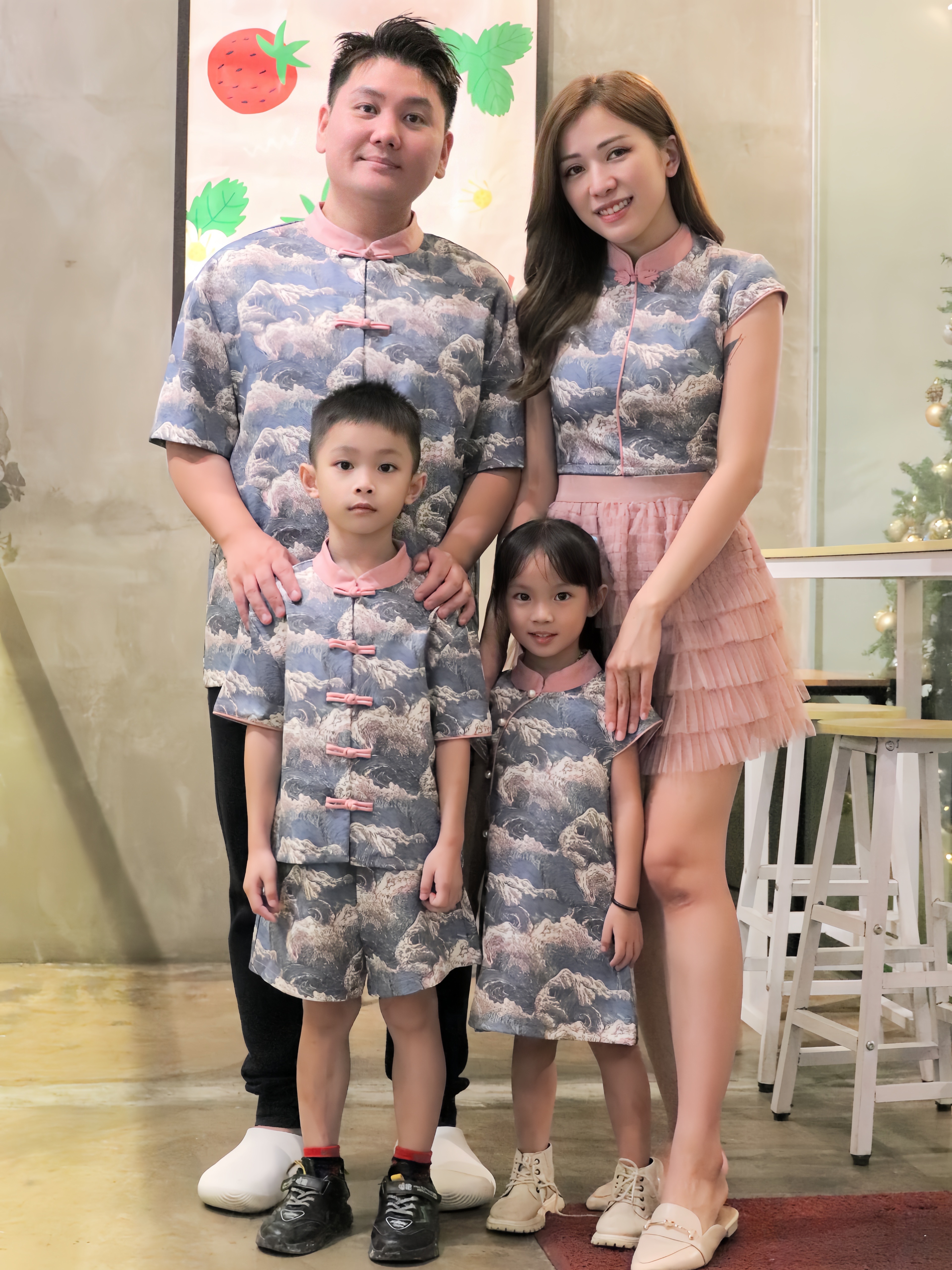 【LBP亲子系列】可爱海浪纹珍珠设计改良版旗袍连身裙【女儿版】（F70117）