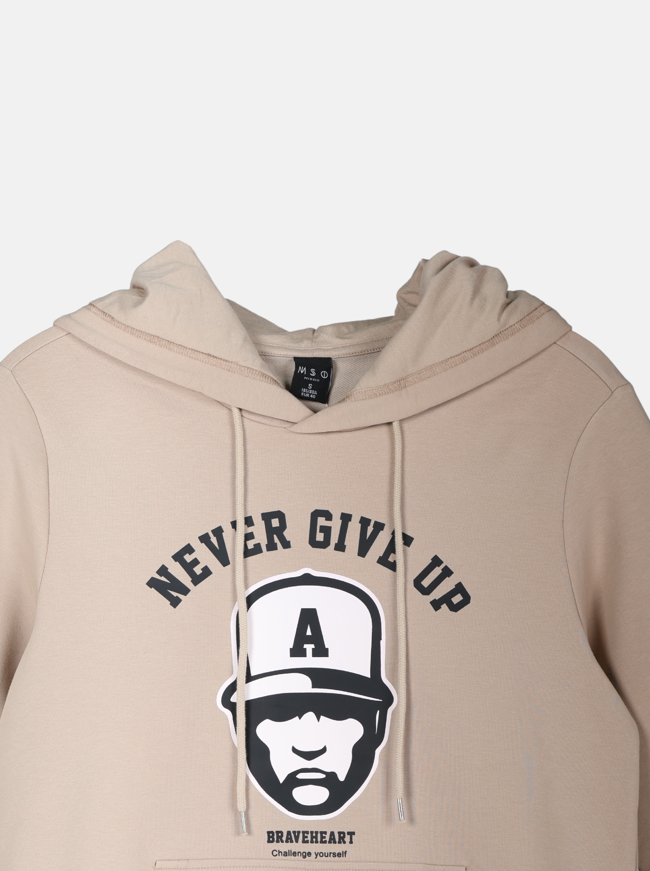 Solid Colour Pullover Hoodie with Front Print (YS30122)