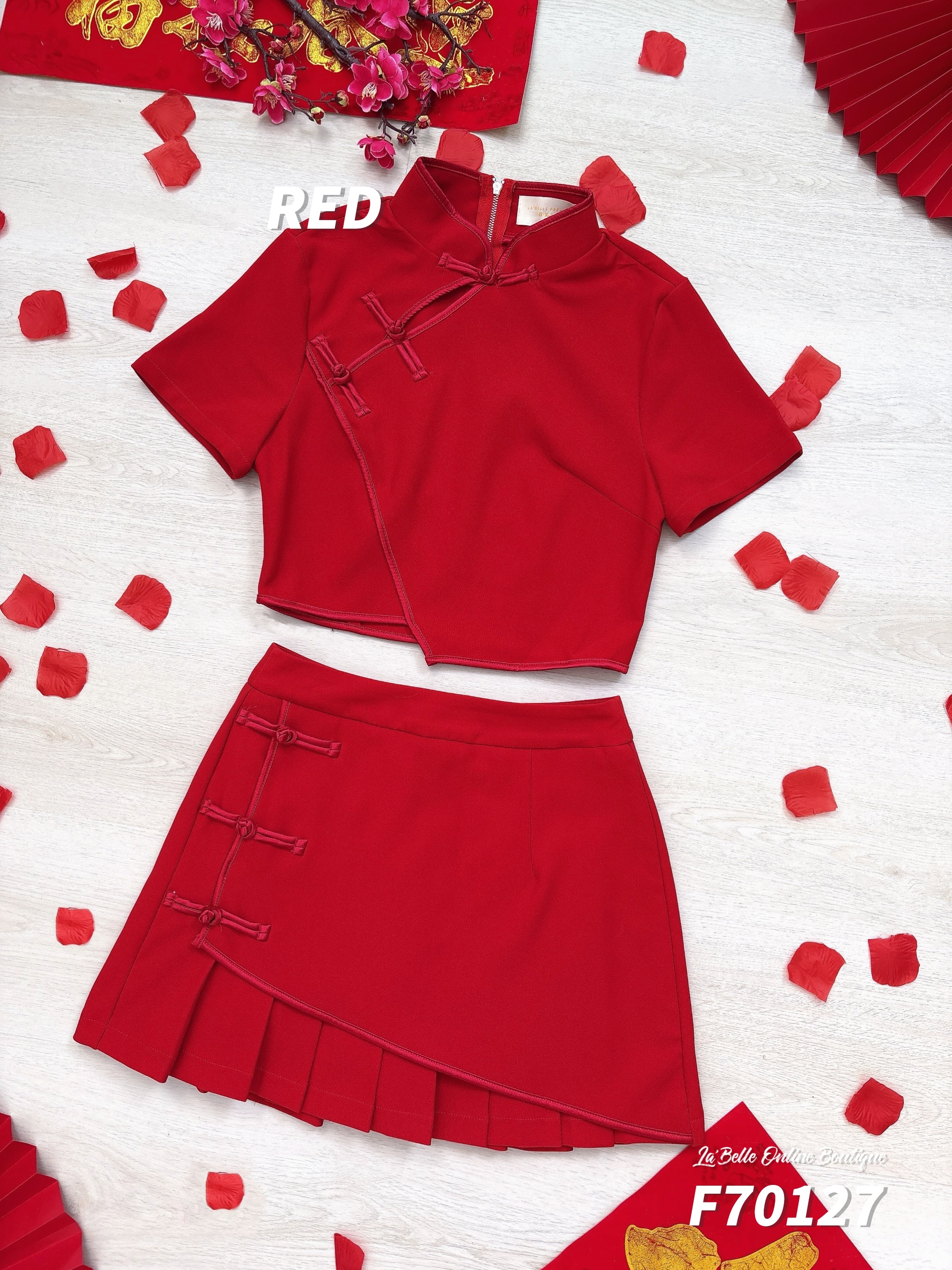 【LBP亲子系列-红运当头】时尚新中式旗袍两件套【妈妈款】(F70127)-La'Belle Fashion Boutique Sdn Bhd