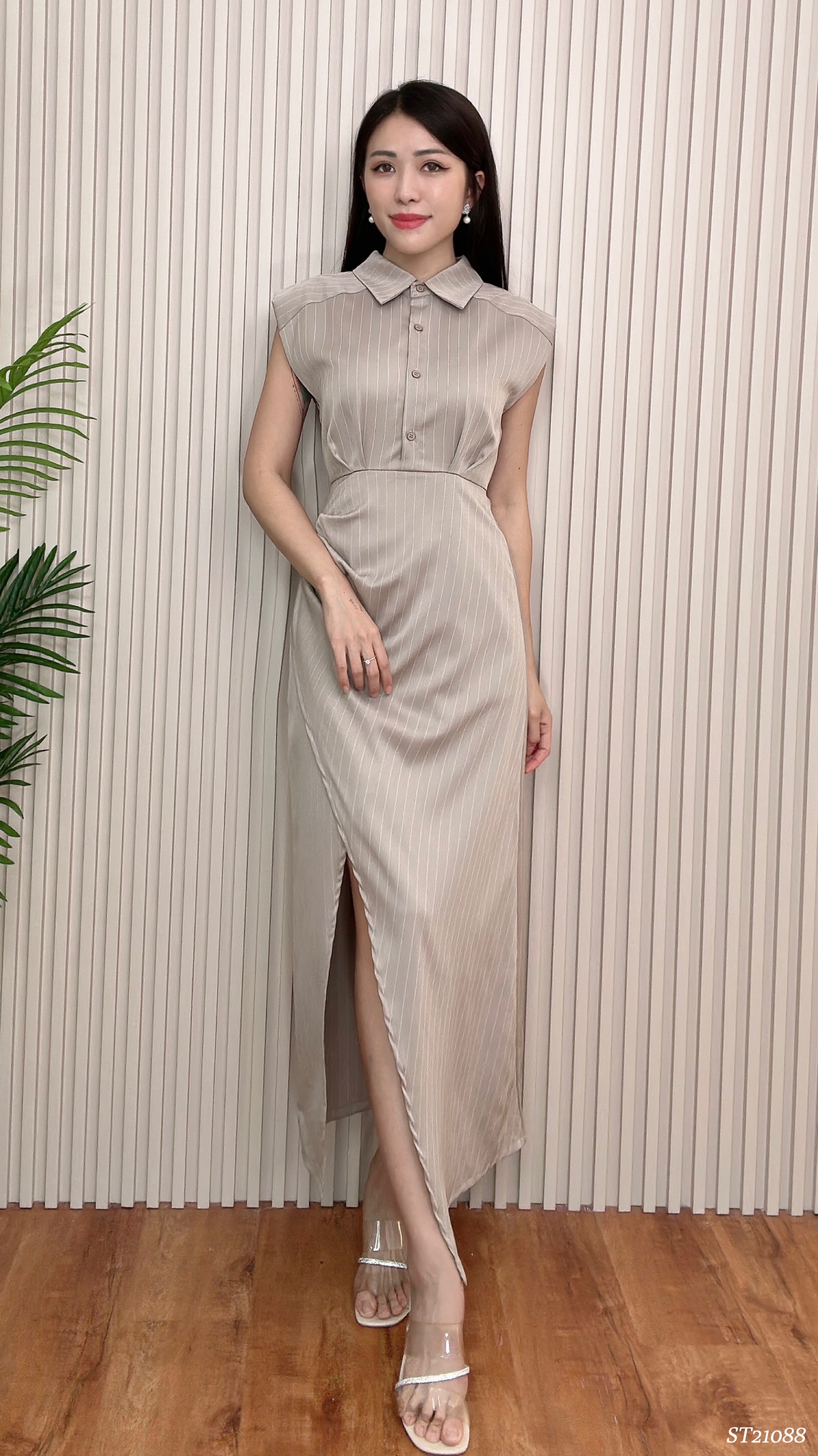 御姐高级气质条纹连身裙 (ST21088) - 特价-La'Belle Fashion Boutique Sdn Bhd