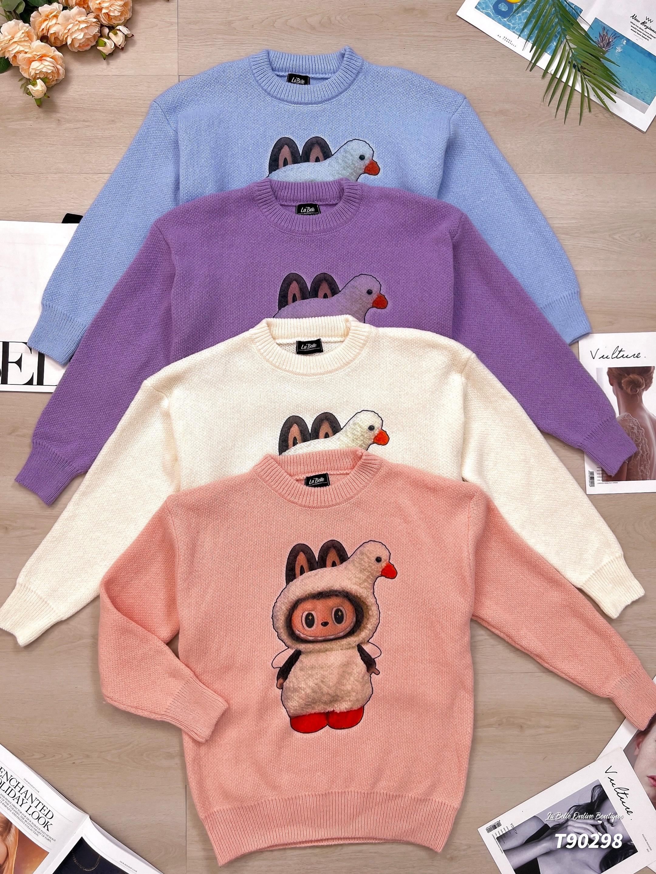 慵懒风宽松拉布布印花长袖上衣 (T90298) - 特价-La'Belle Fashion Boutique Sdn Bhd