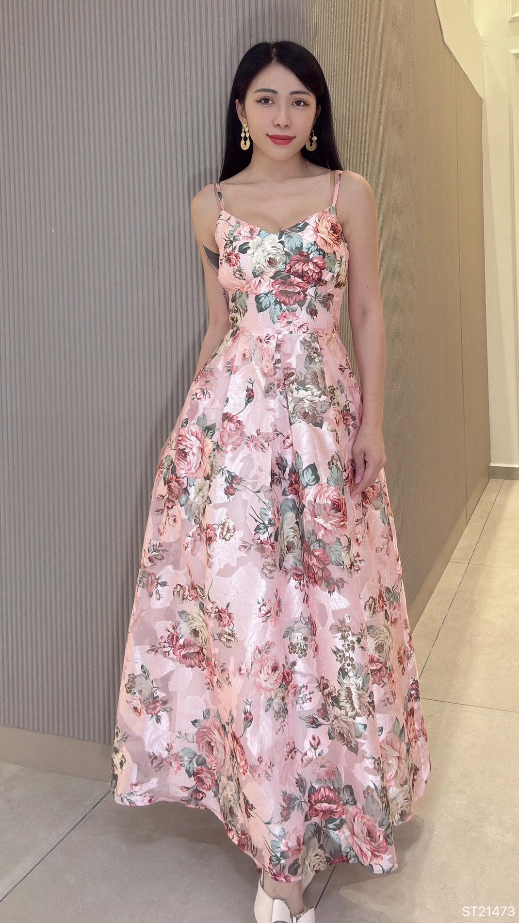 【LBP独家】绝美花仙子系印花设计伞状吊带连身裙 (ST21473)