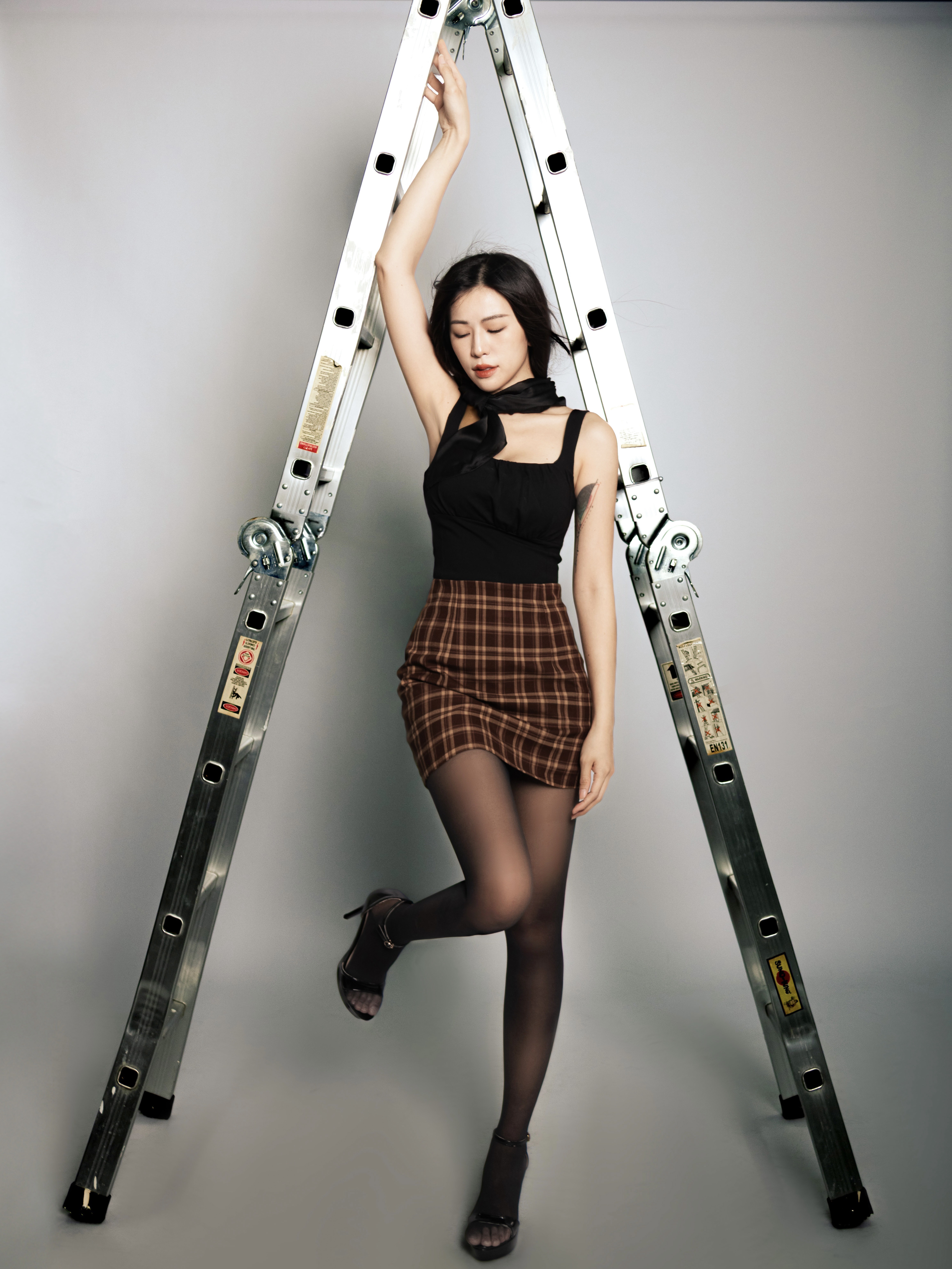 【LBP独家】复古格子设计A字高腰包臀裙 (ST21444)