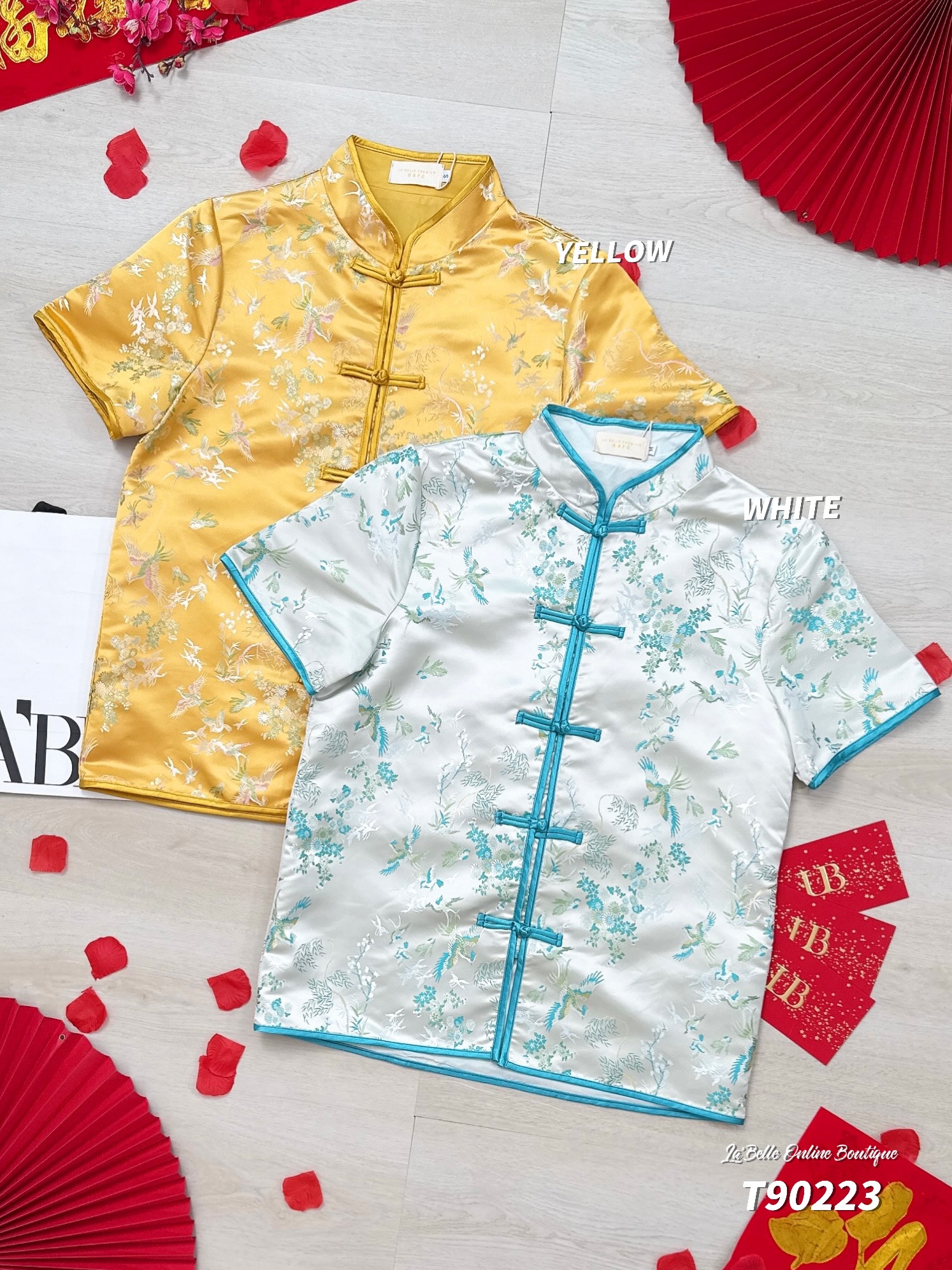 【LBP GXFC 独家新年系列-盛世年华】独特传统花鸟图刺绣唐装上衣 (T90223)-La'Belle Fashion Boutique Sdn Bhd