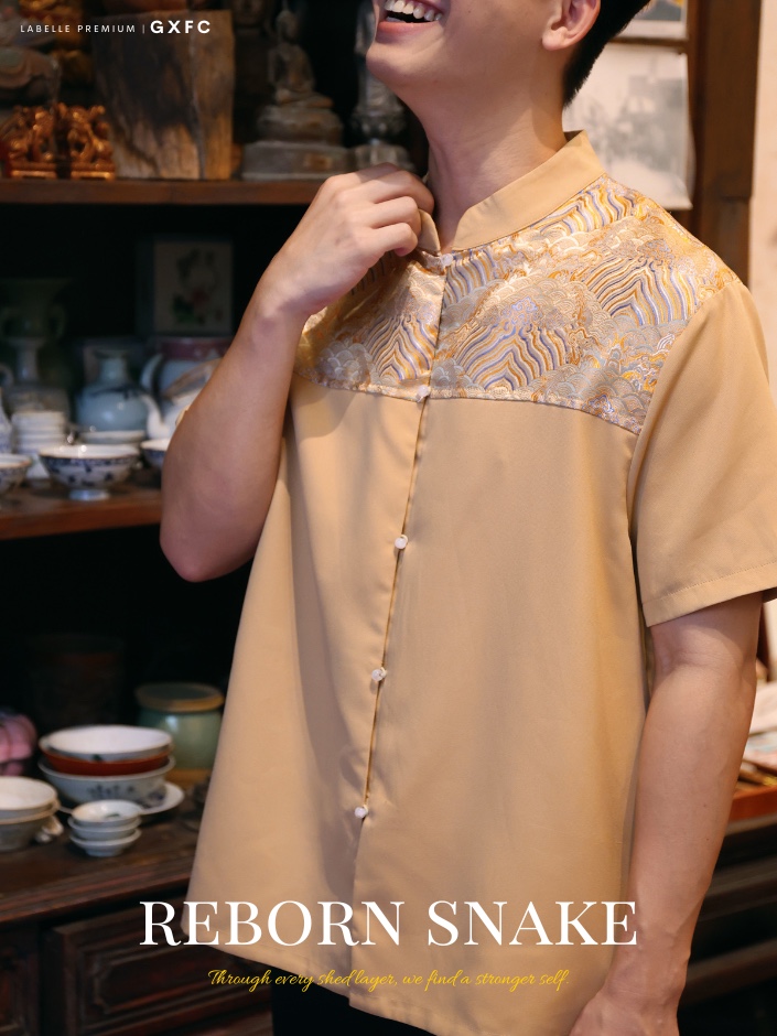 【LBP GXFC 独家新年系列-小龙蜕鳞】独特中国风云海岸纹唐装上衣 (T90208)-La'Belle Fashion Boutique Sdn Bhd