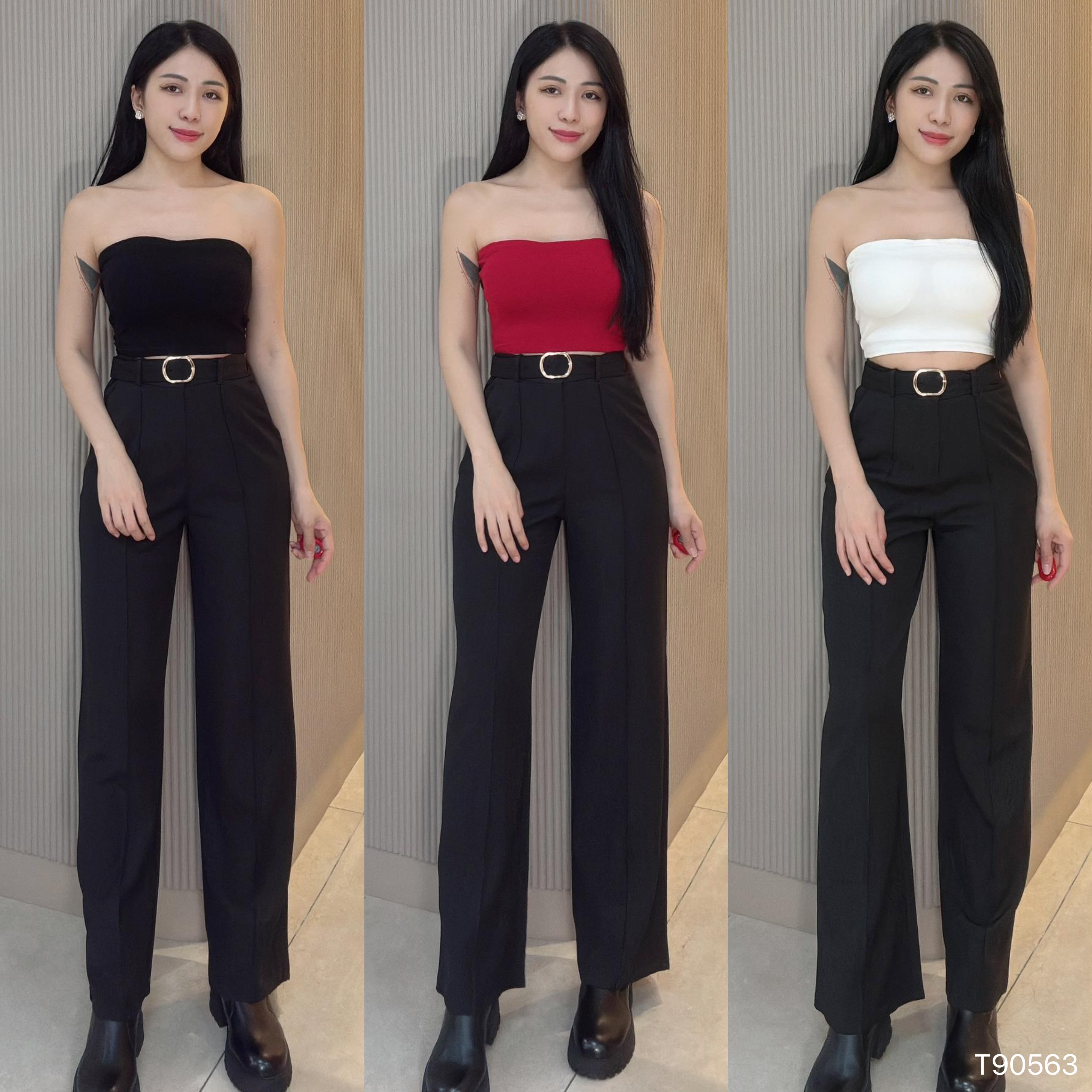 百搭辣妹纯色抹胸上衣/内搭 (T90563)