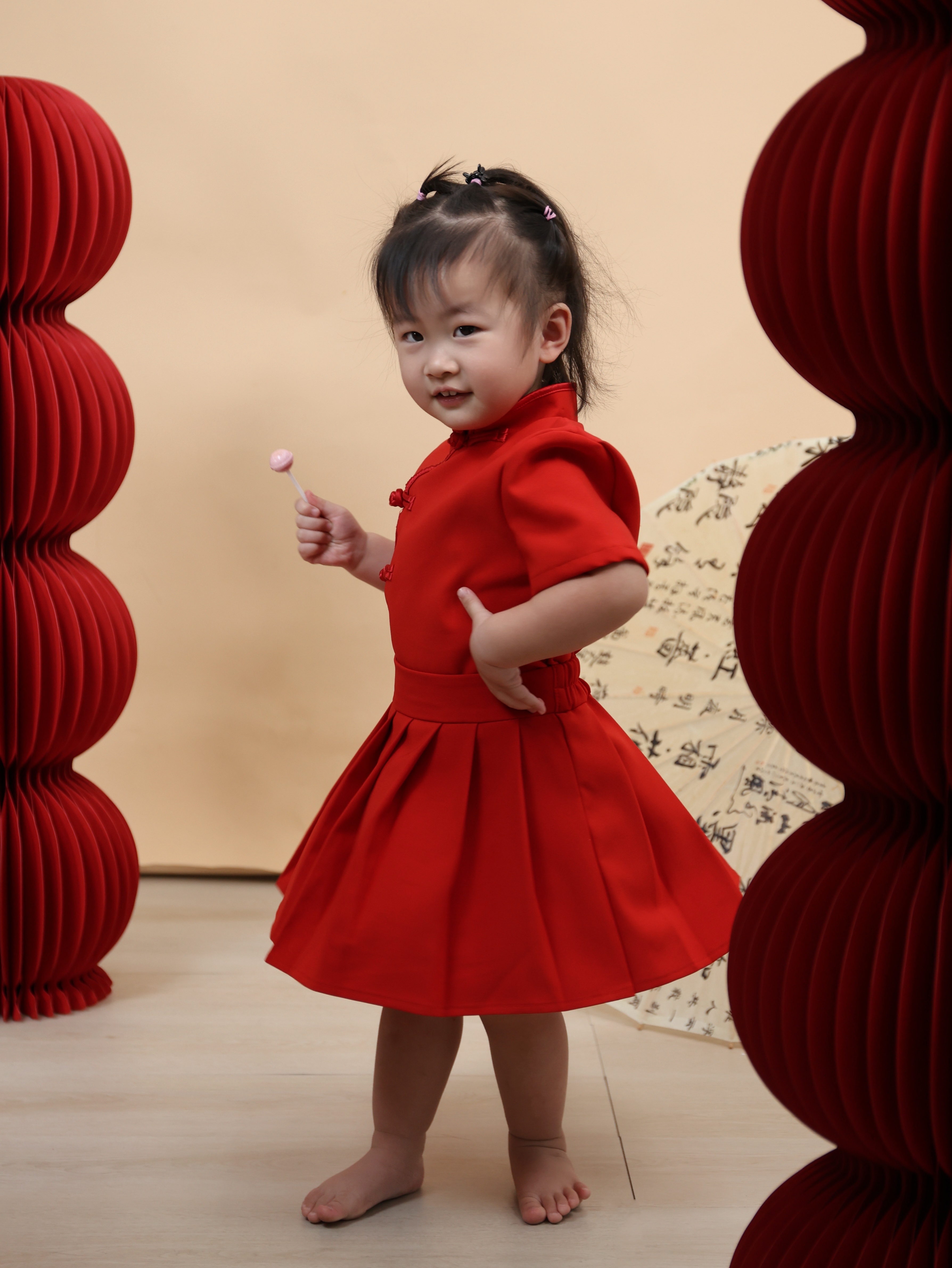 【LBP亲子系列-红运当头】简约改良版旗袍两件套【女童款】(F70129)-La'Belle Fashion Boutique Sdn Bhd