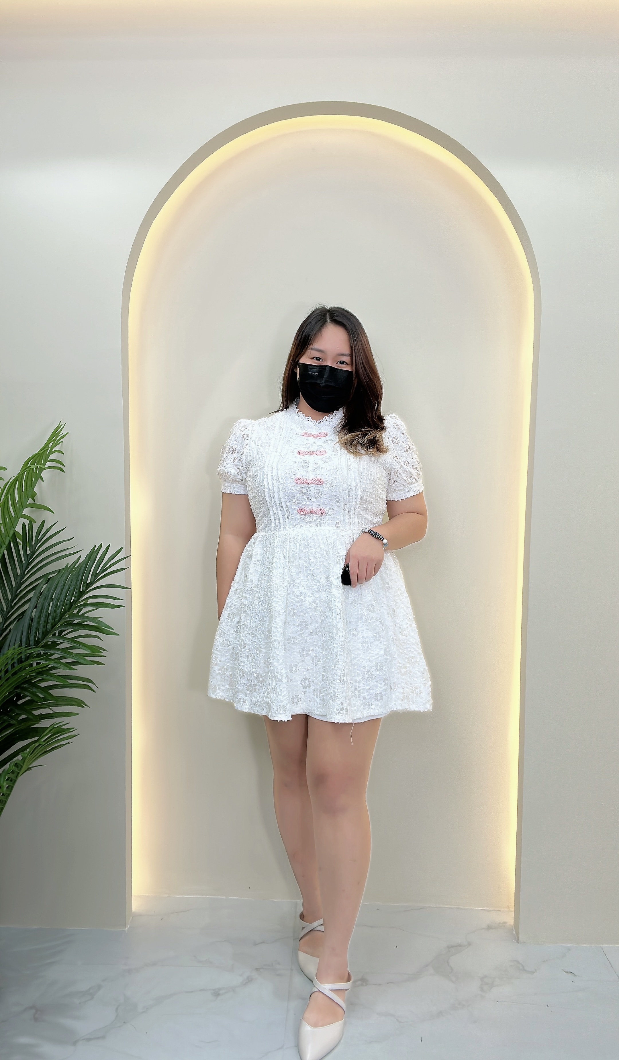 【LBP独家】复古中国结设计改良版旗袍百褶连身裤裙（ST20571）