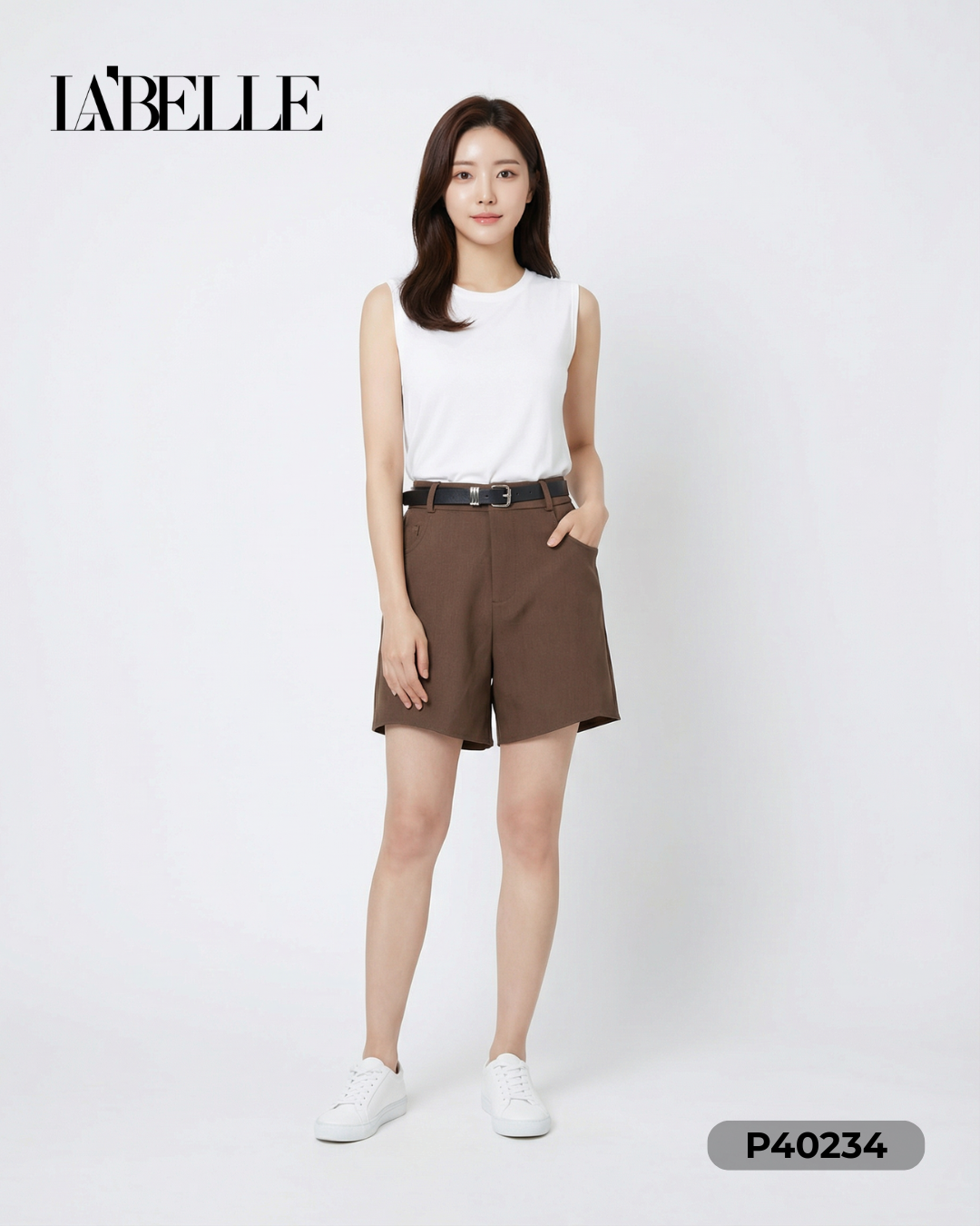 时尚百搭显瘦阔腿高腰短裤 (P40234)