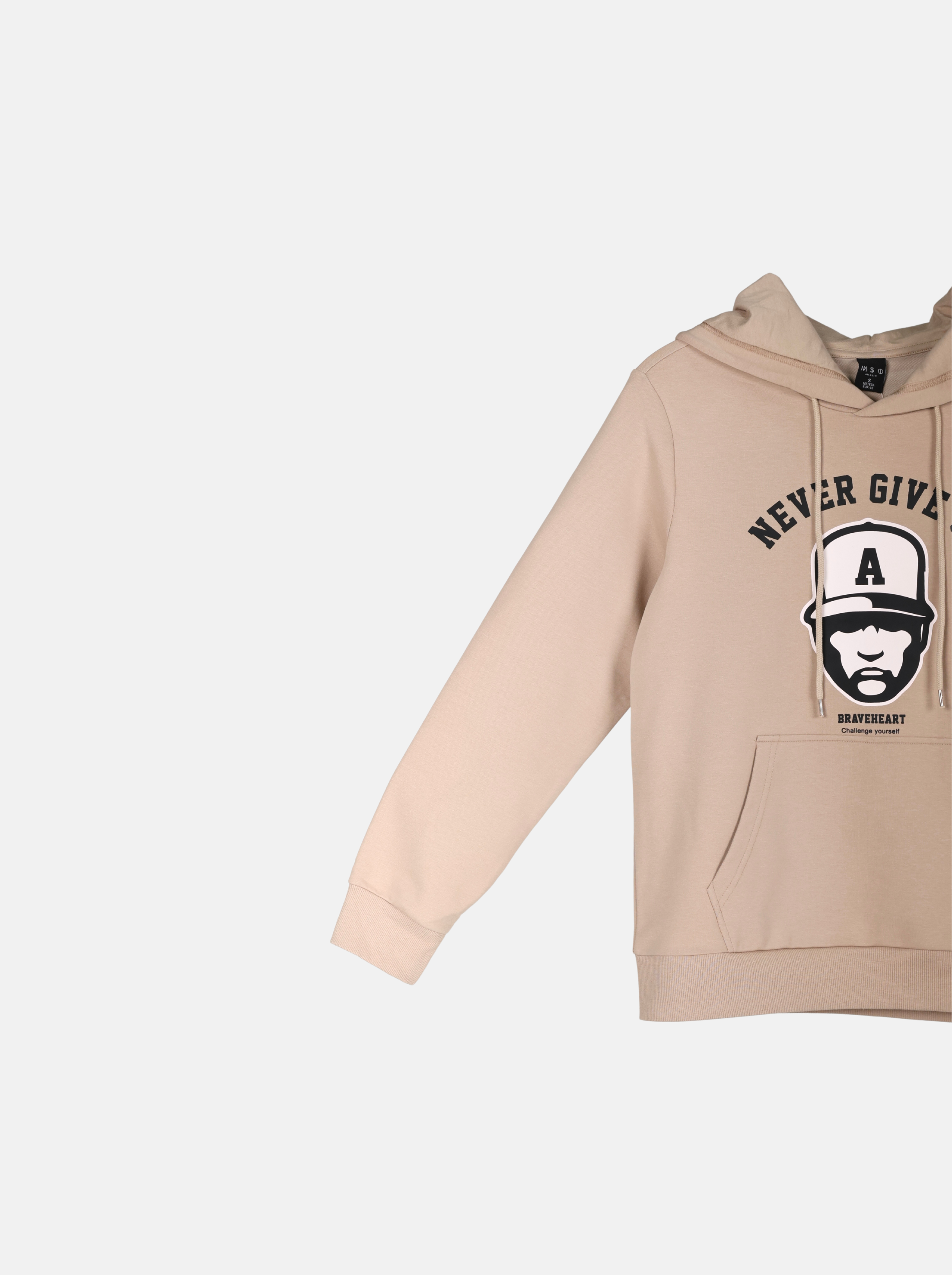 Solid Colour Pullover Hoodie with Front Print (YS30122)