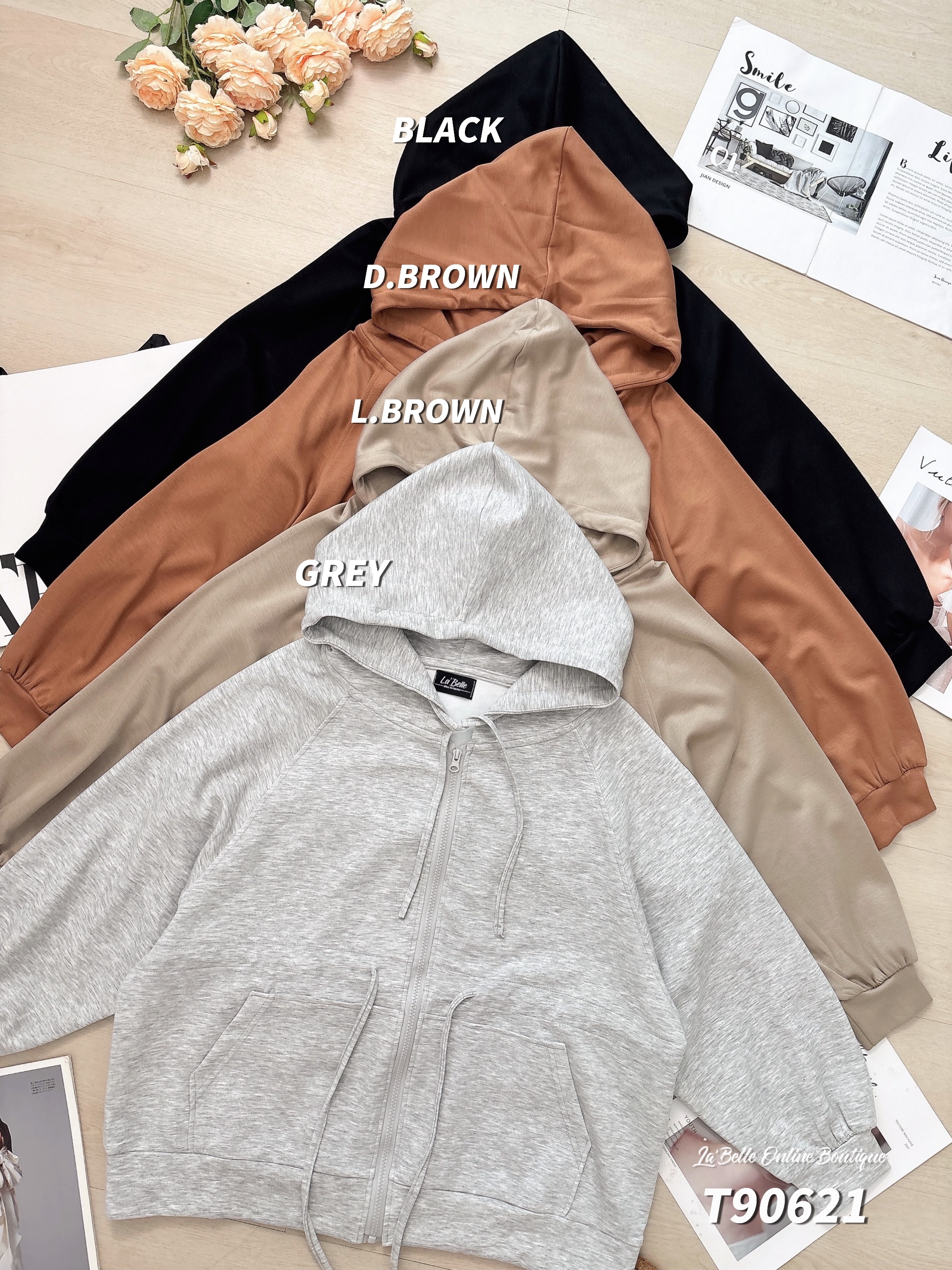 休闲宽松连帽长袖上衣/外套 (T90621)