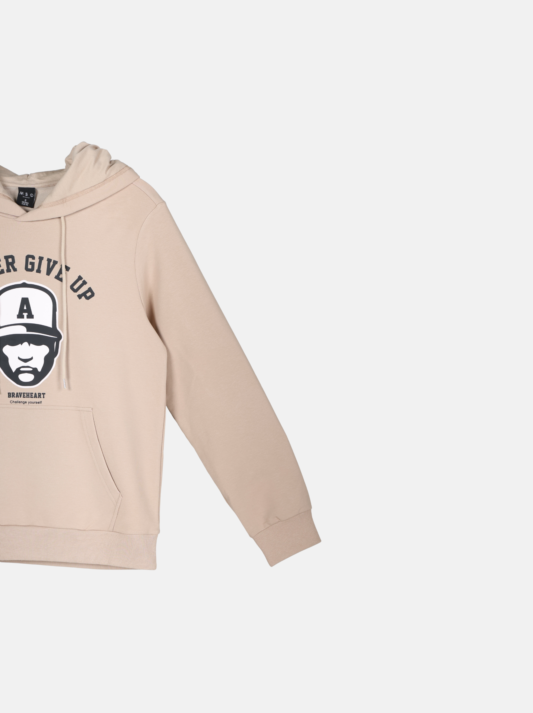 Solid Colour Pullover Hoodie with Front Print (YS30122)