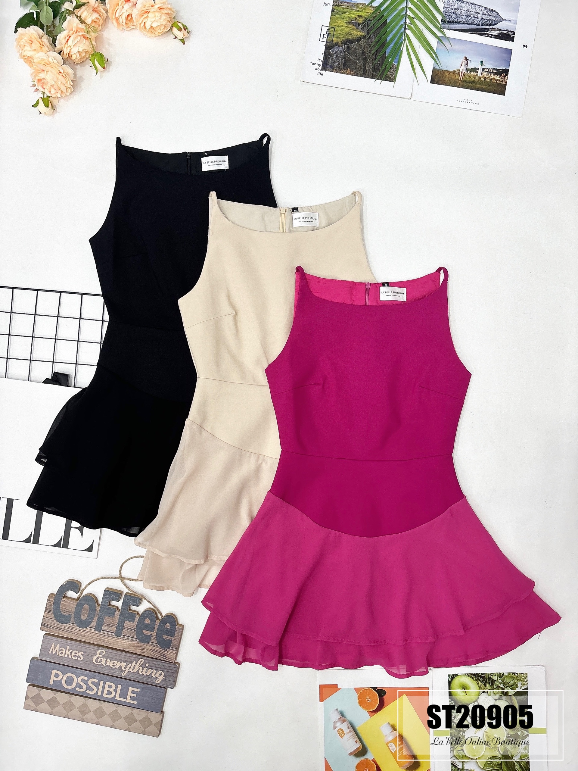 【LBP独家】法式无袖荷叶边连身裤裙 (ST20905)