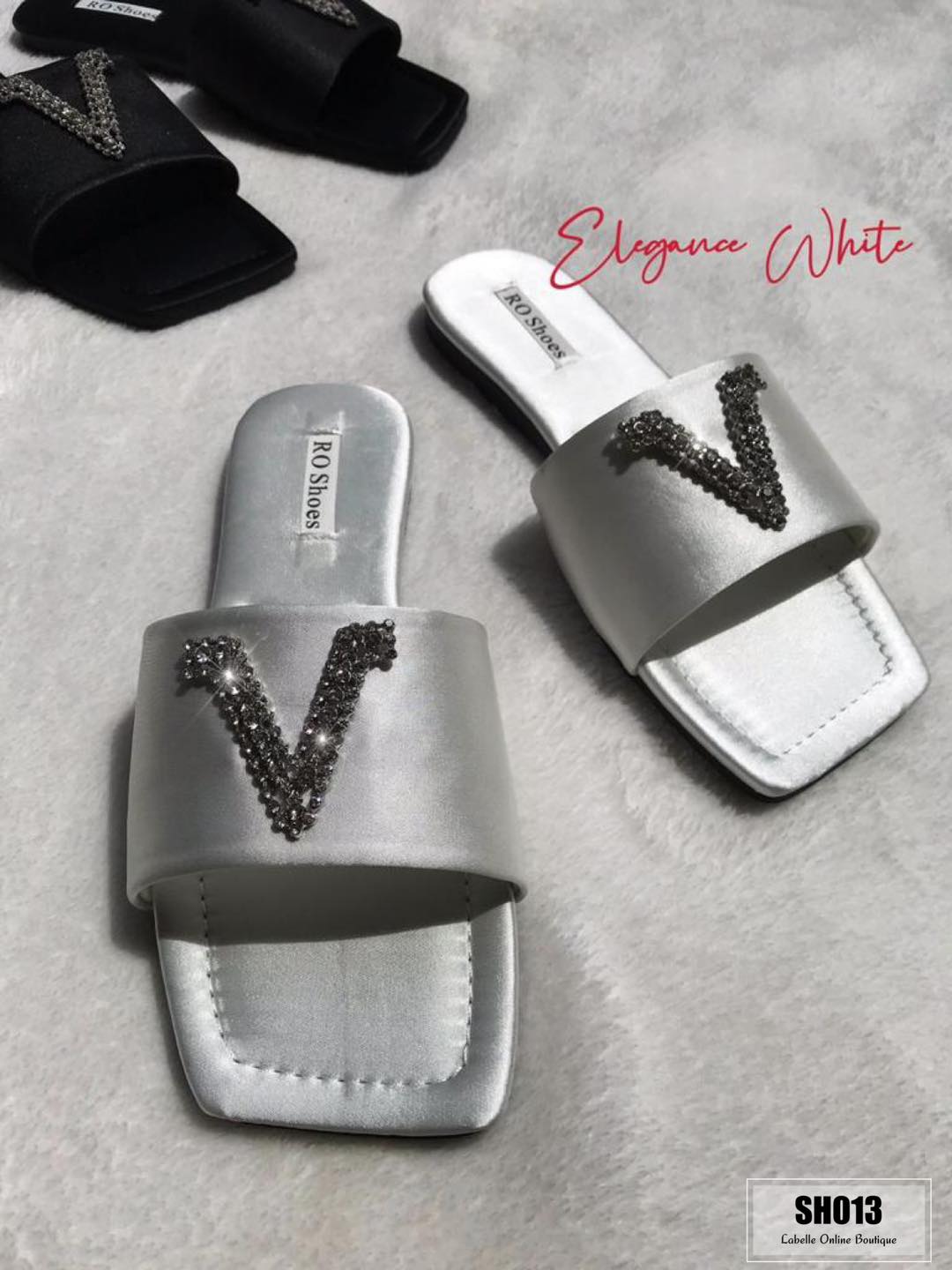 高贵V型镶钻设计懒人拖（SH013）