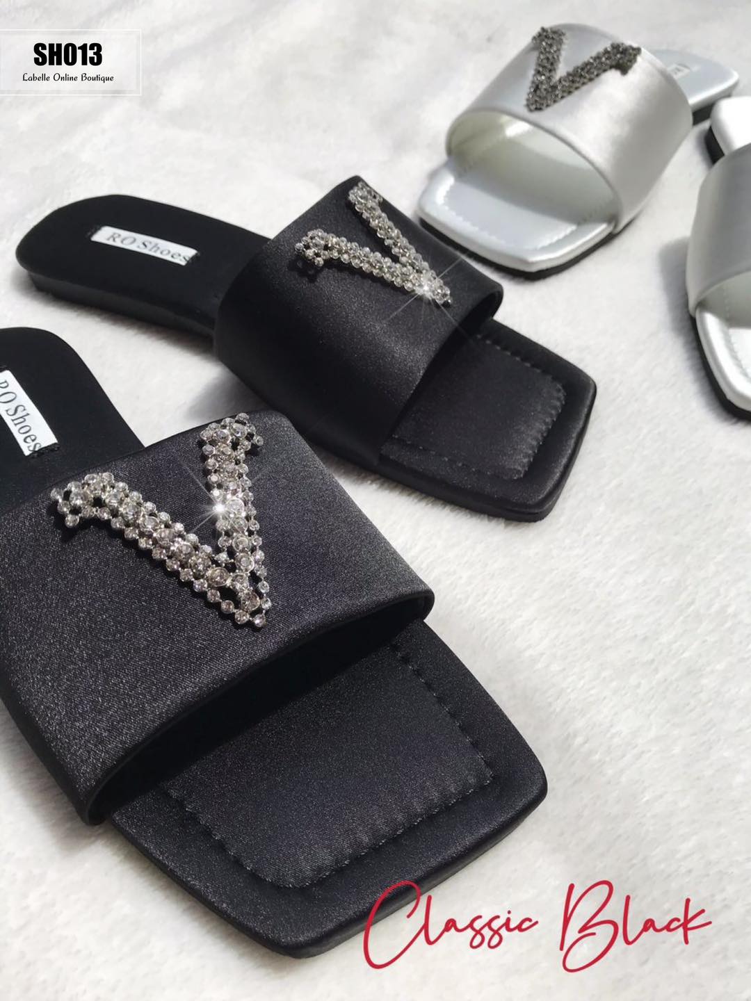 高贵V型镶钻设计懒人拖（SH013）