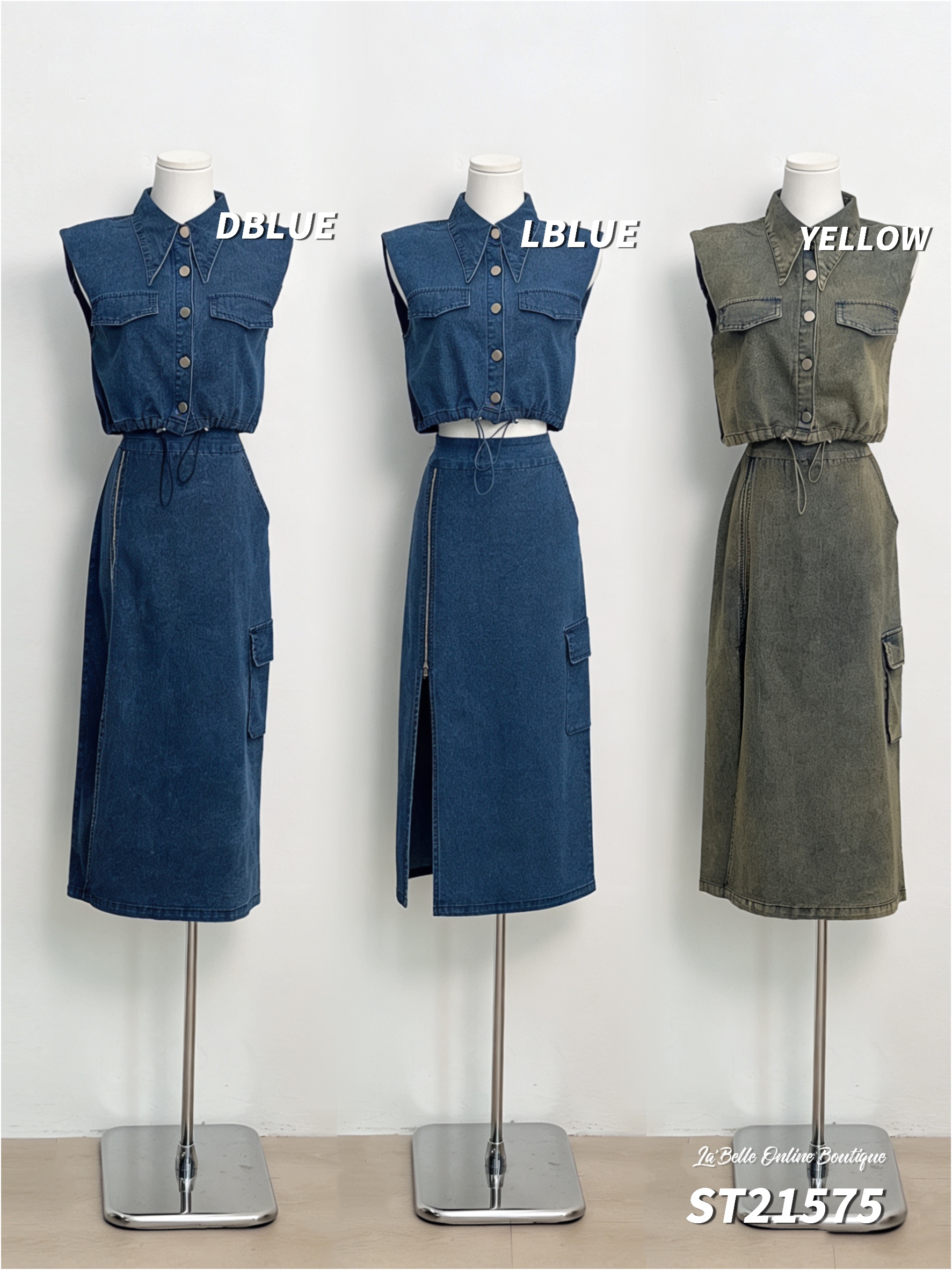 英伦风街头牛仔两件套 (ST21575)