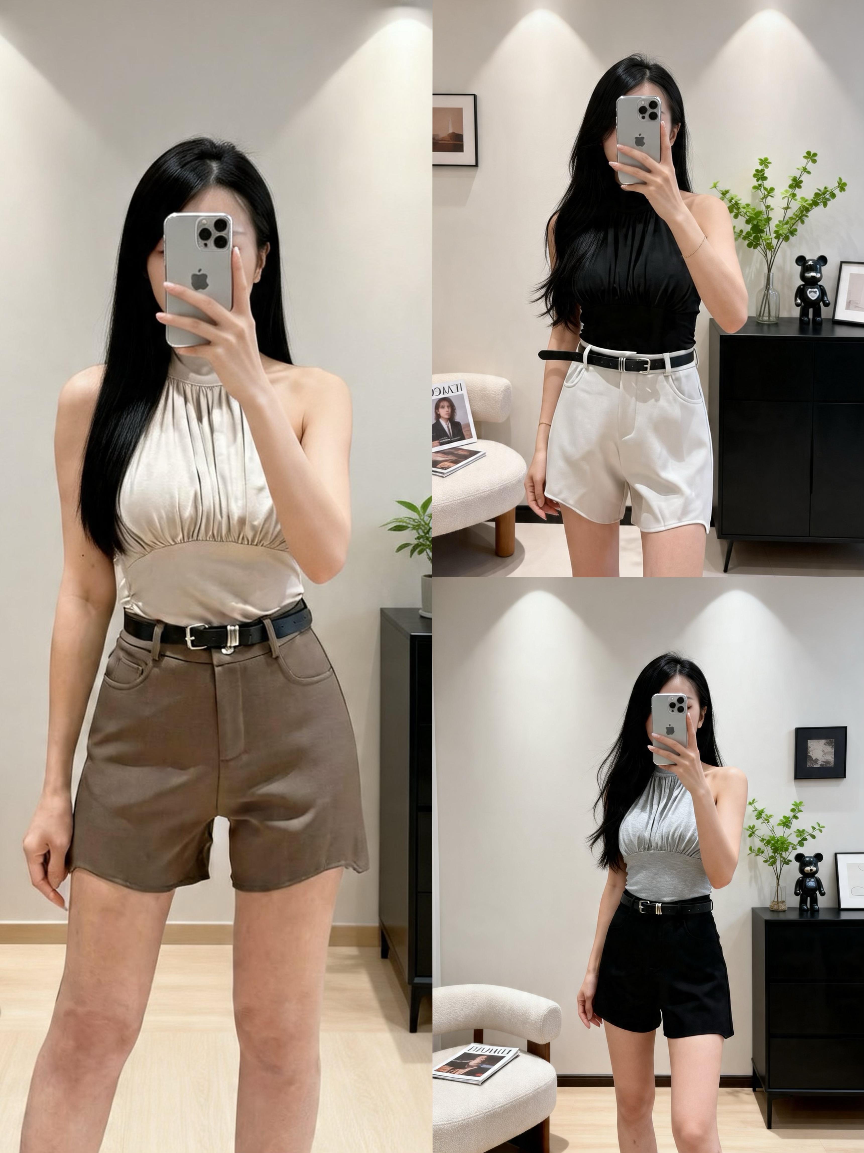 时尚百搭显瘦阔腿高腰短裤 (P40234)