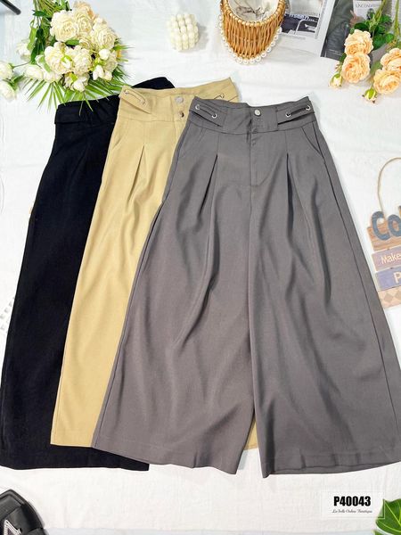 韩系高腰设计感阔腿长裤（P40043）-特价