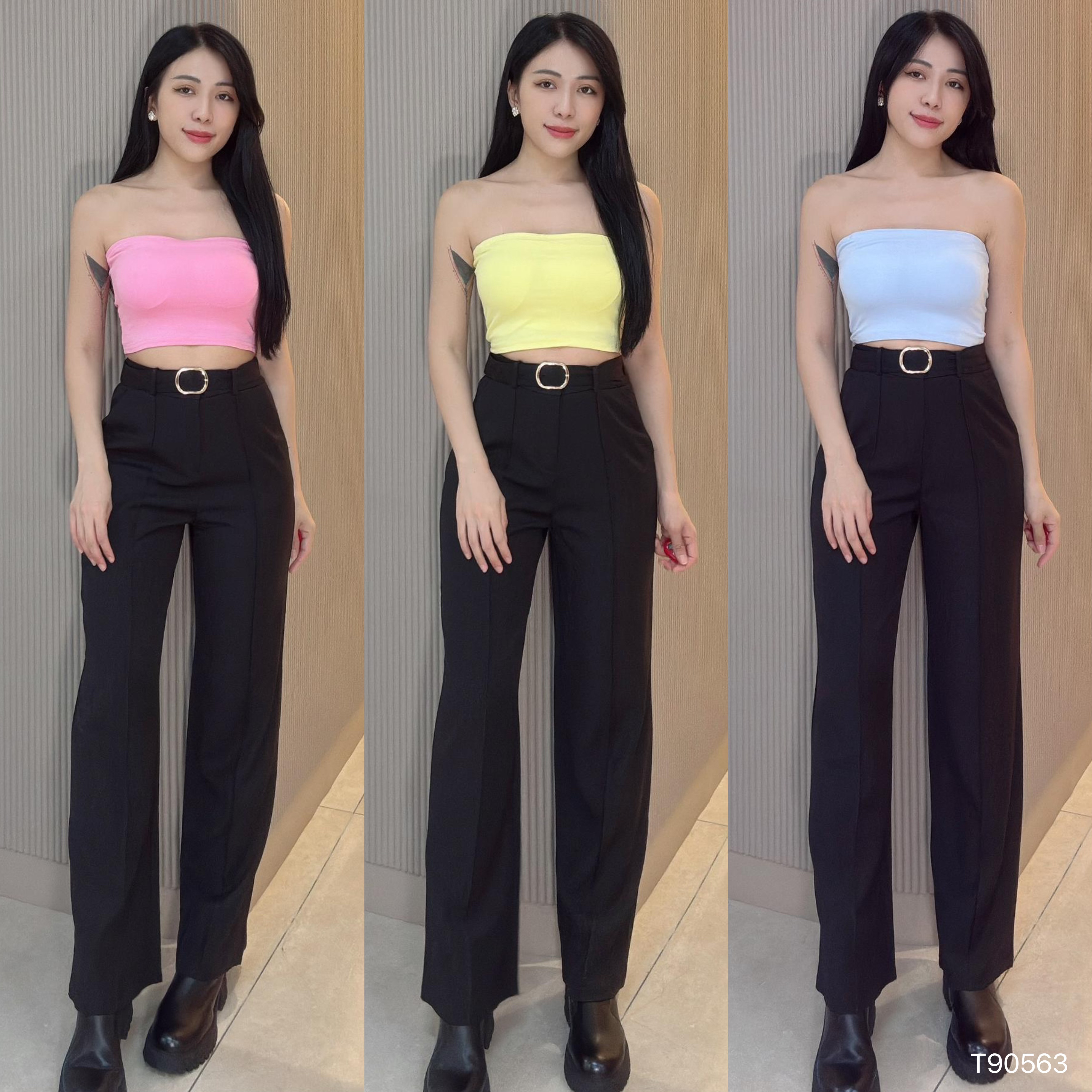 百搭辣妹纯色抹胸上衣/内搭 (T90563)