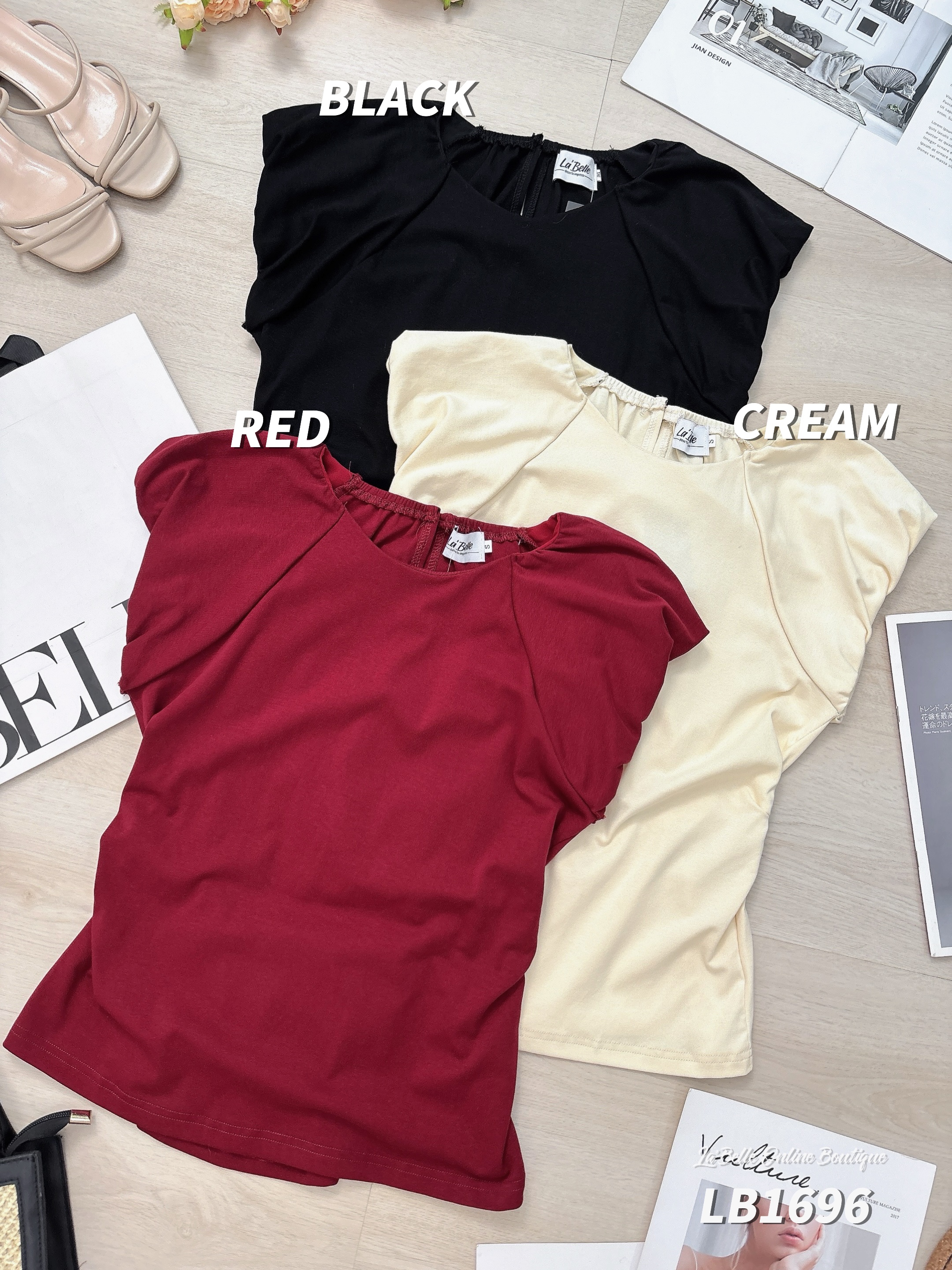 简约背面镂空设计圆领上衣 (LB1696)