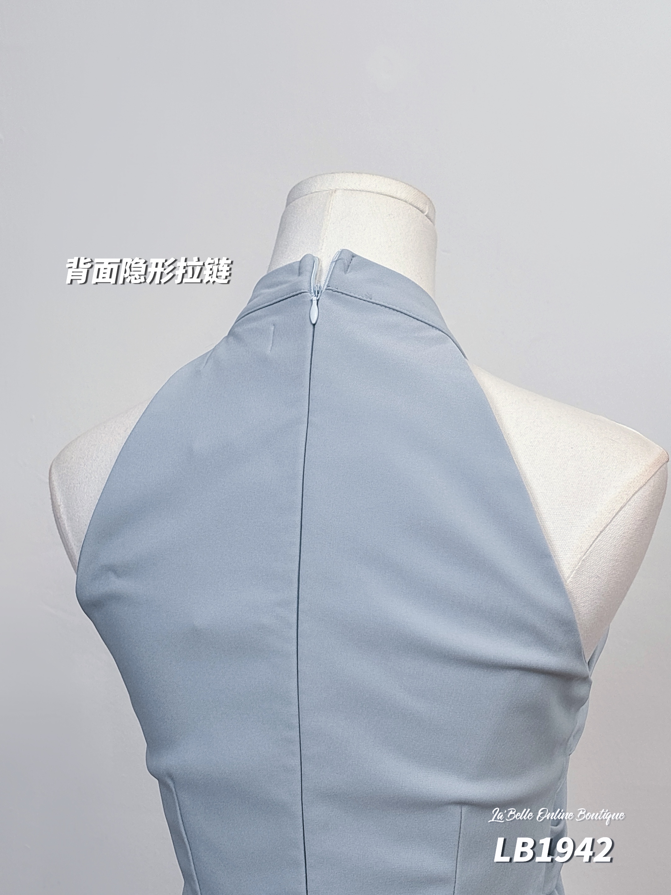 高级感压褶露腰不规则下摆连身裙 (LB1942) 