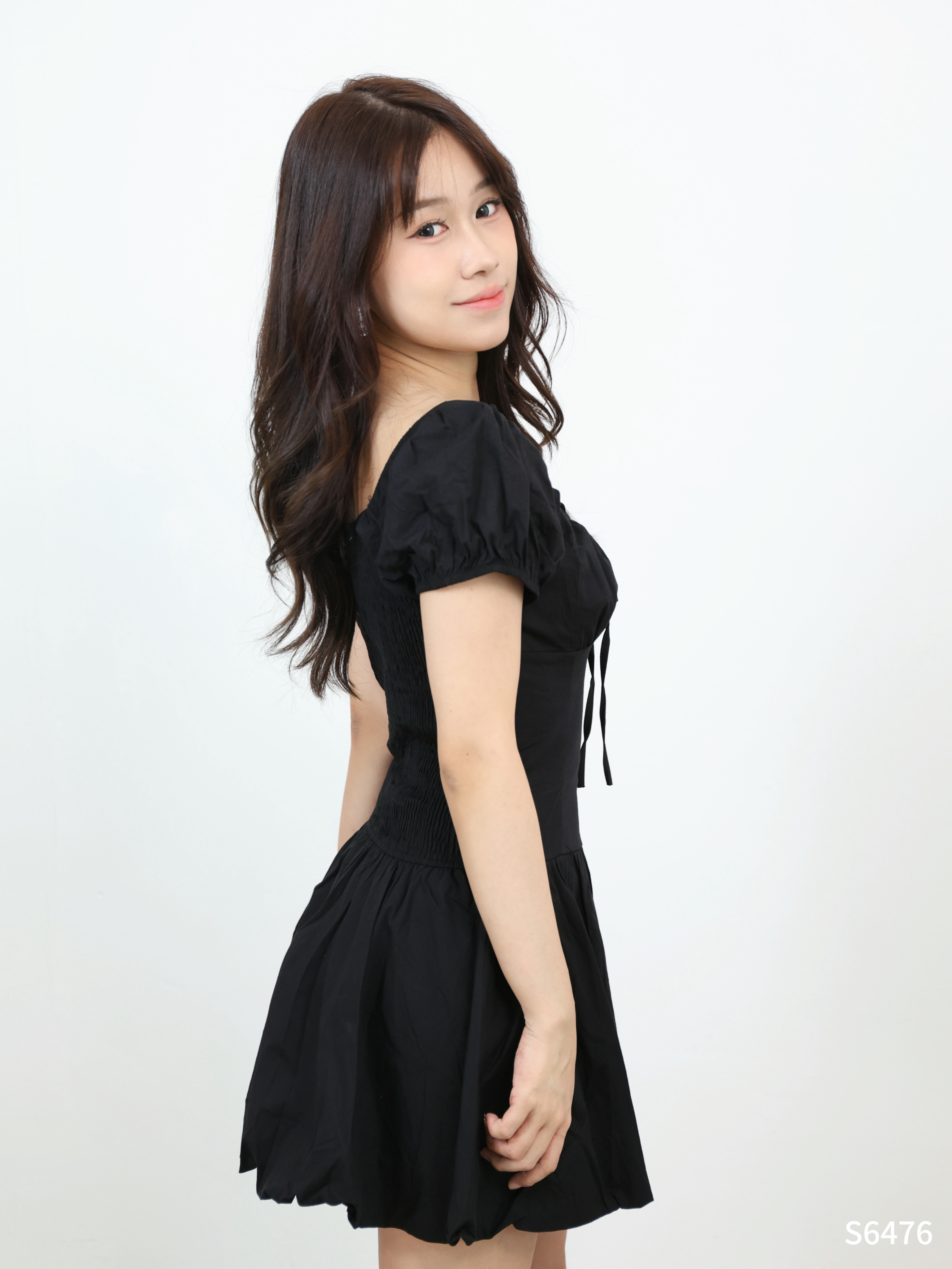 甜美方领花苞连身裙 (S6476)