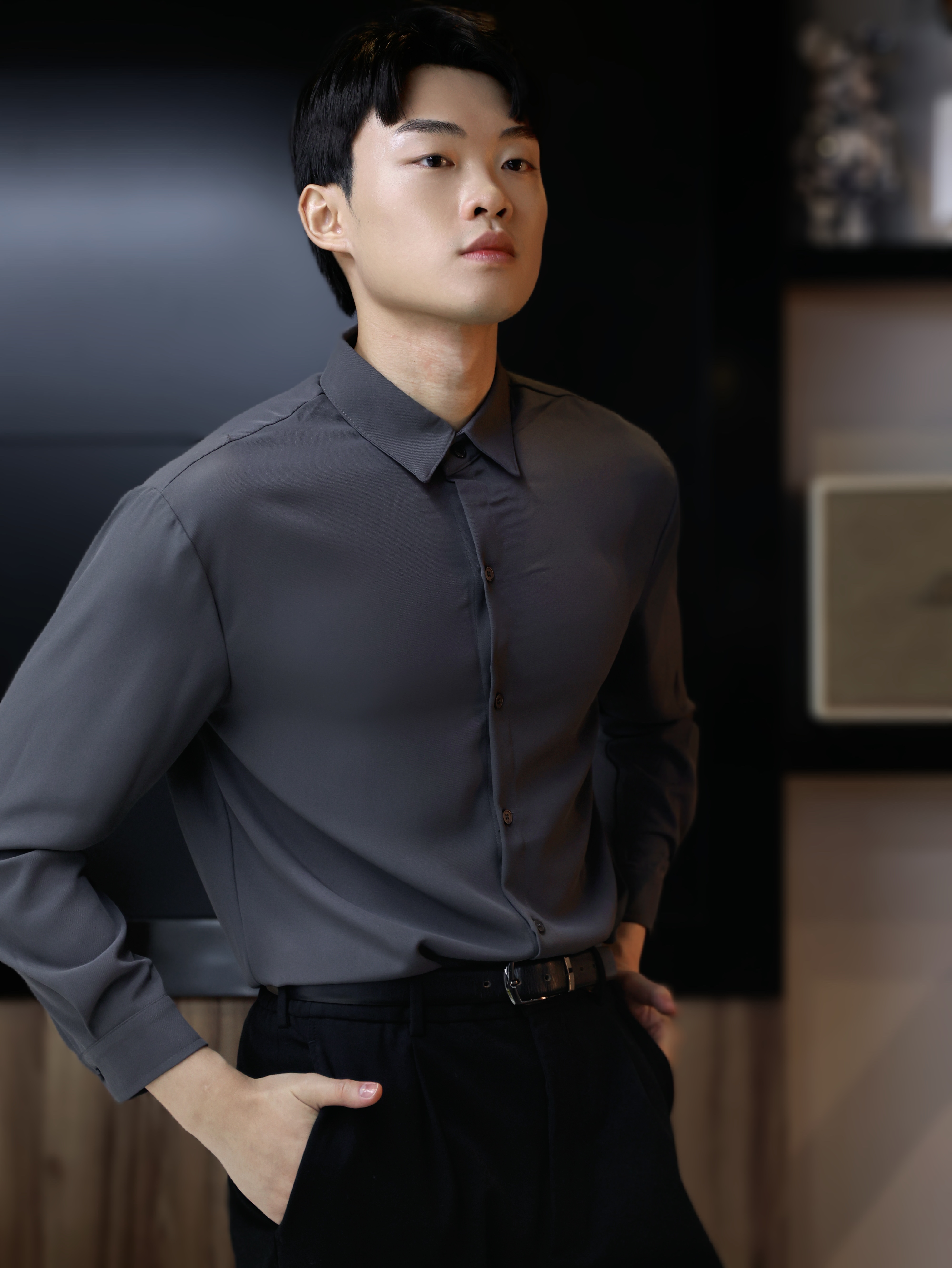 【STICKMEN】Elite 高级感纯色透气长袖上衣 (SM100102 GREY)-La'Belle Fashion Boutique Sdn Bhd