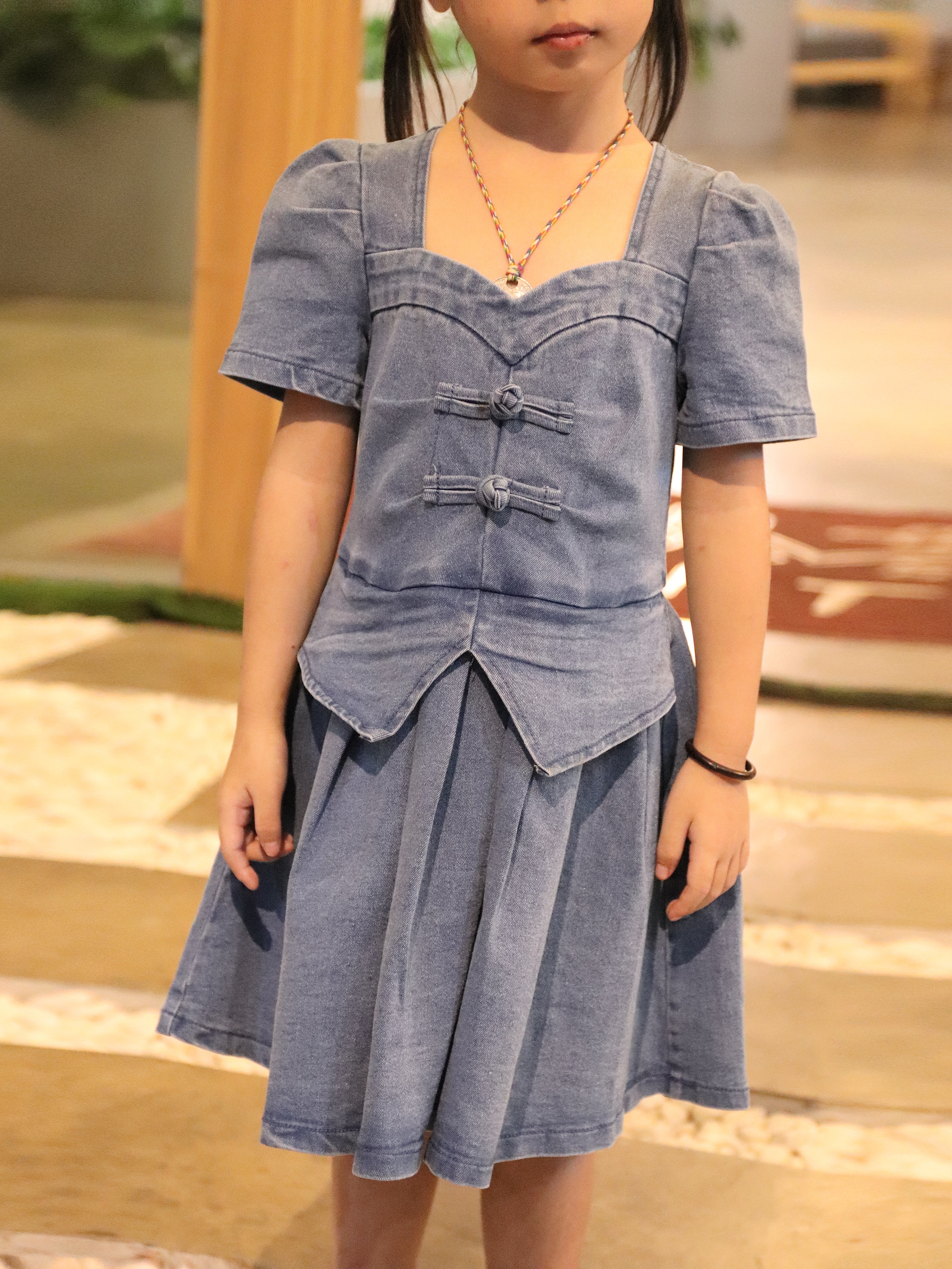 【LBP亲子系列】可爱假两件式改良版旗袍连身裤裙【女儿版】（F70121）