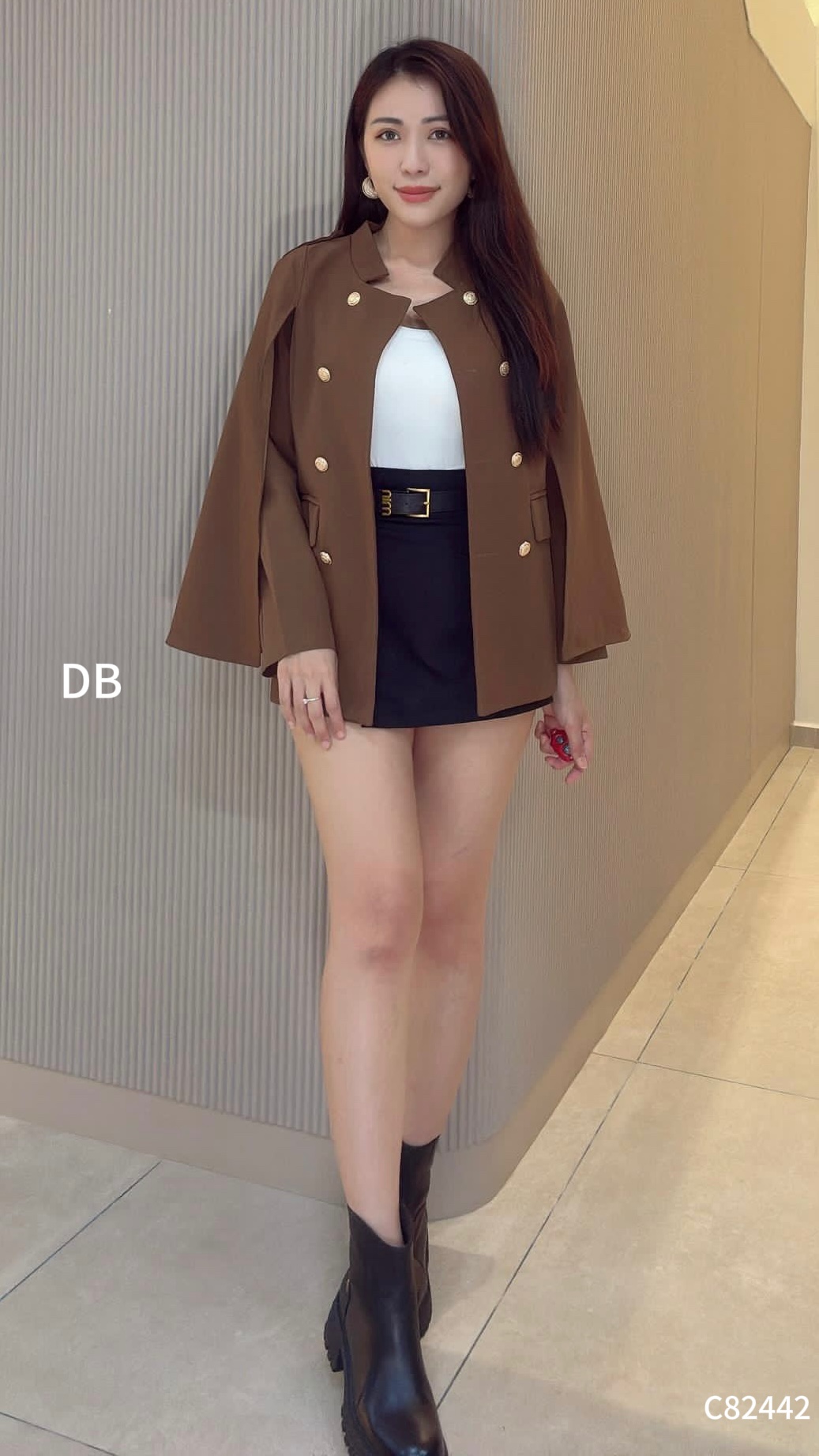 英伦风宽松披肩斗篷外套 (C82442)