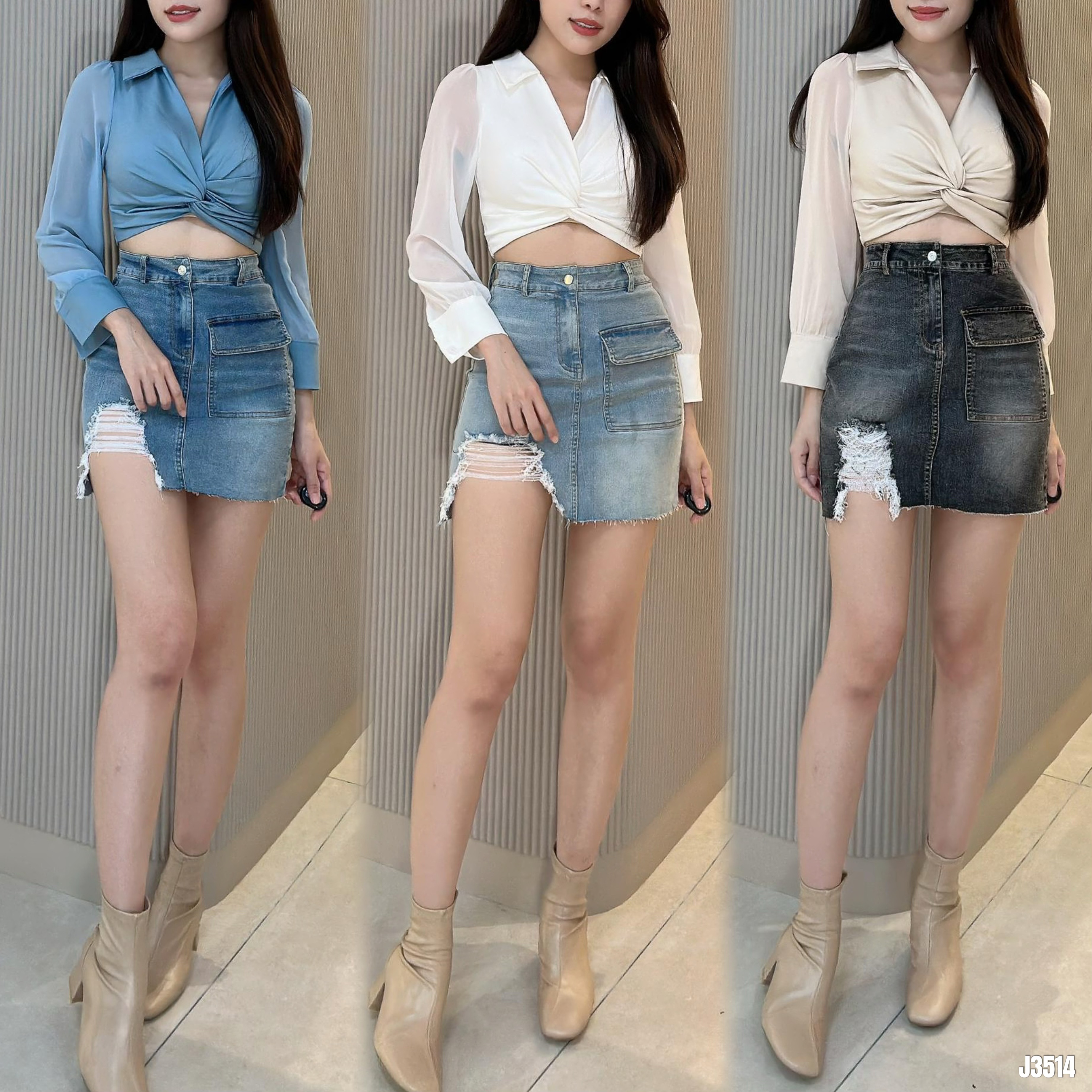 【LBP独家】炸街A字包臀高腰裤裙 (J3514)-La'Belle Fashion Boutique Sdn Bhd