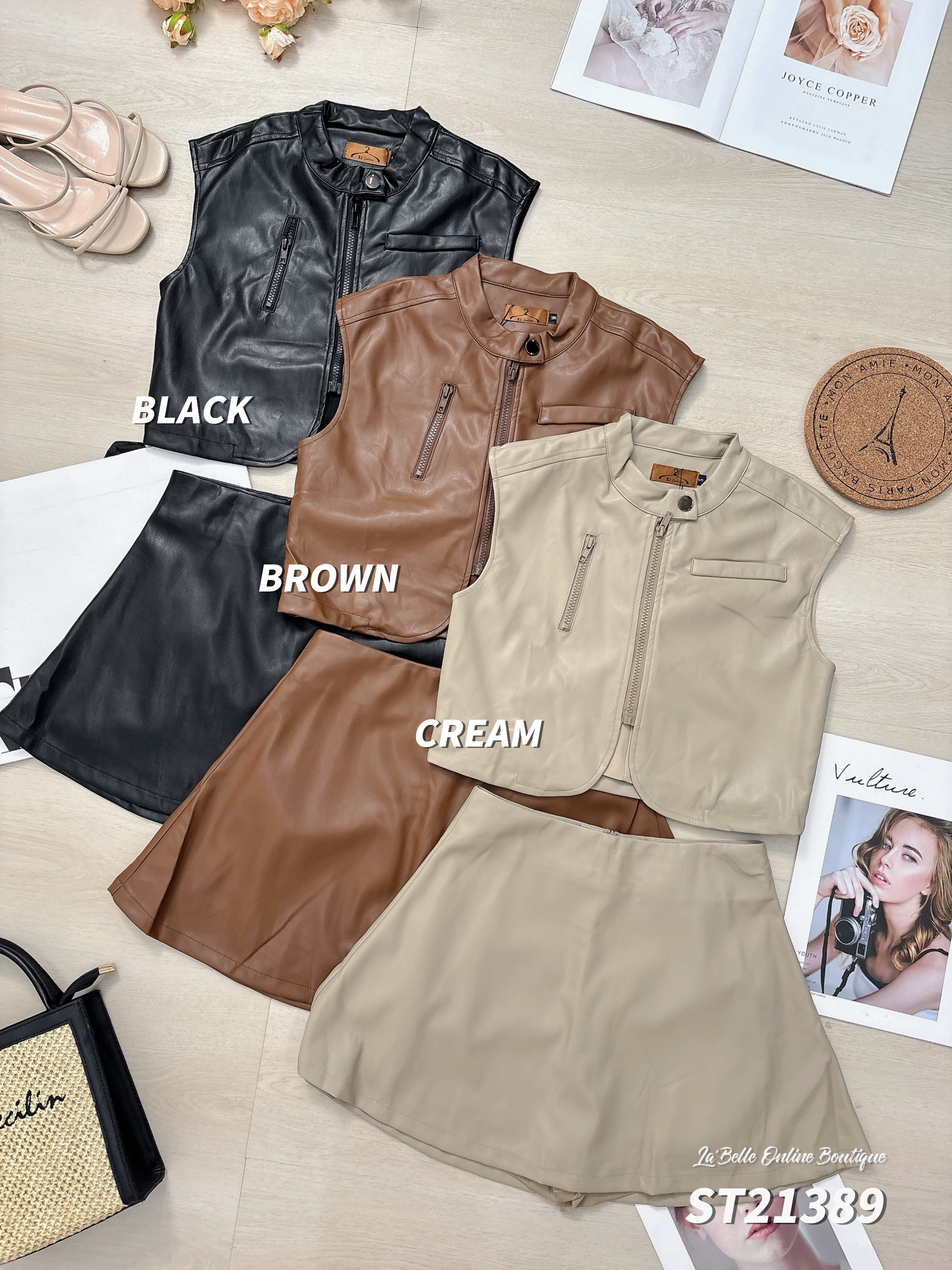 酷帅皮革两件套 (ST21389)