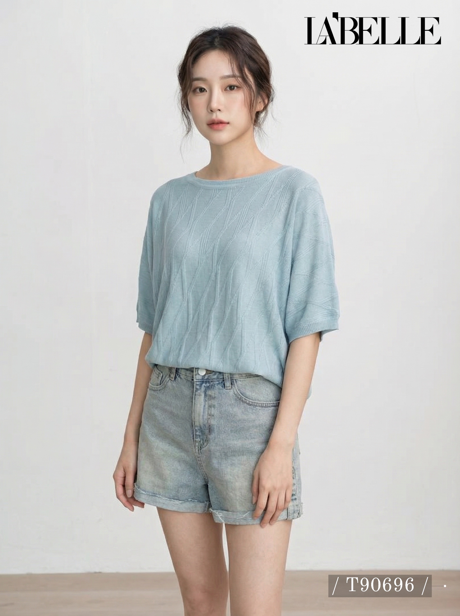 百搭慵懒风宽松落肩设计上衣 (T90696)