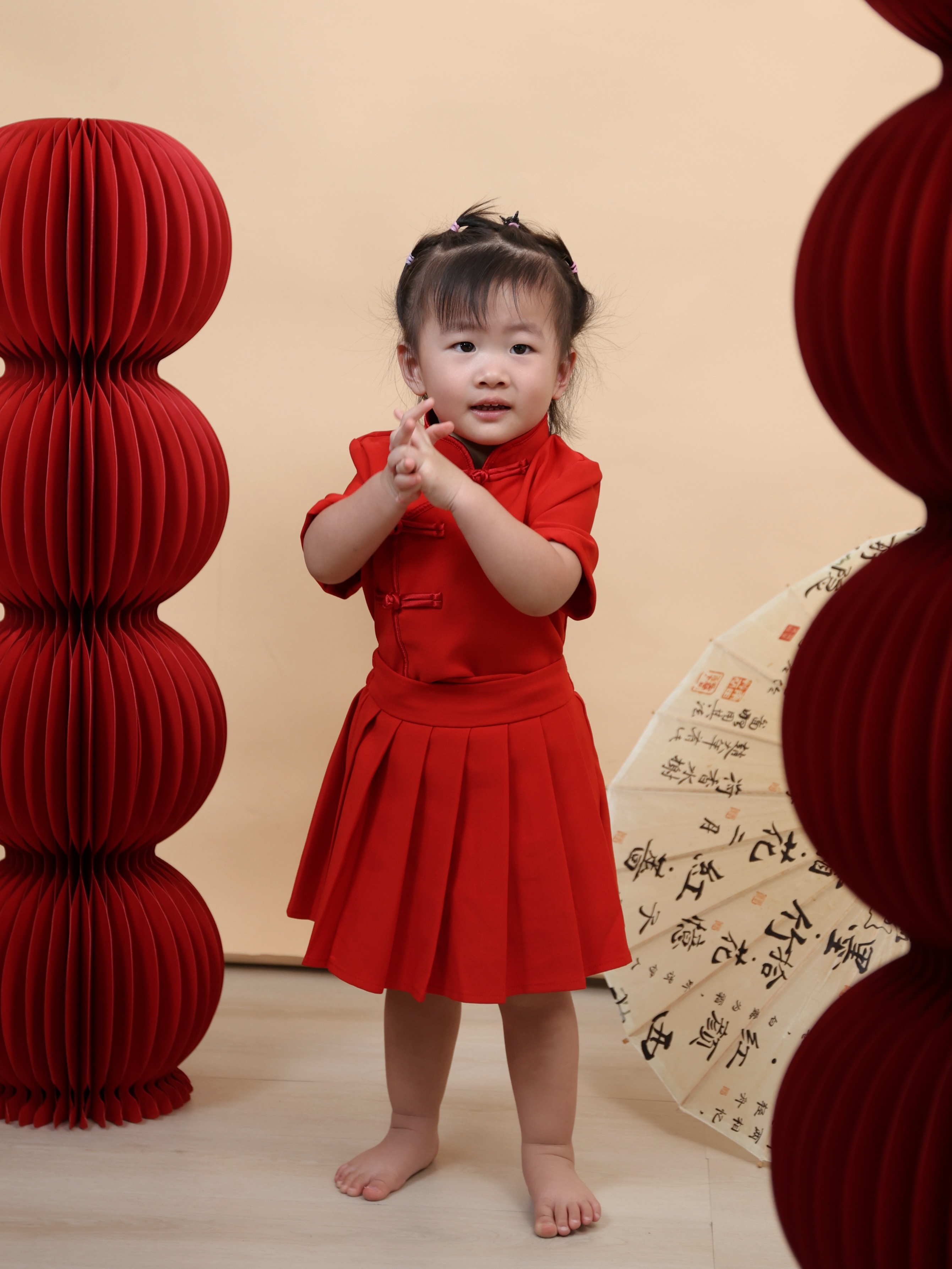 【LBP亲子系列-红运当头】简约改良版旗袍两件套【女童款】(F70129)-La'Belle Fashion Boutique Sdn Bhd