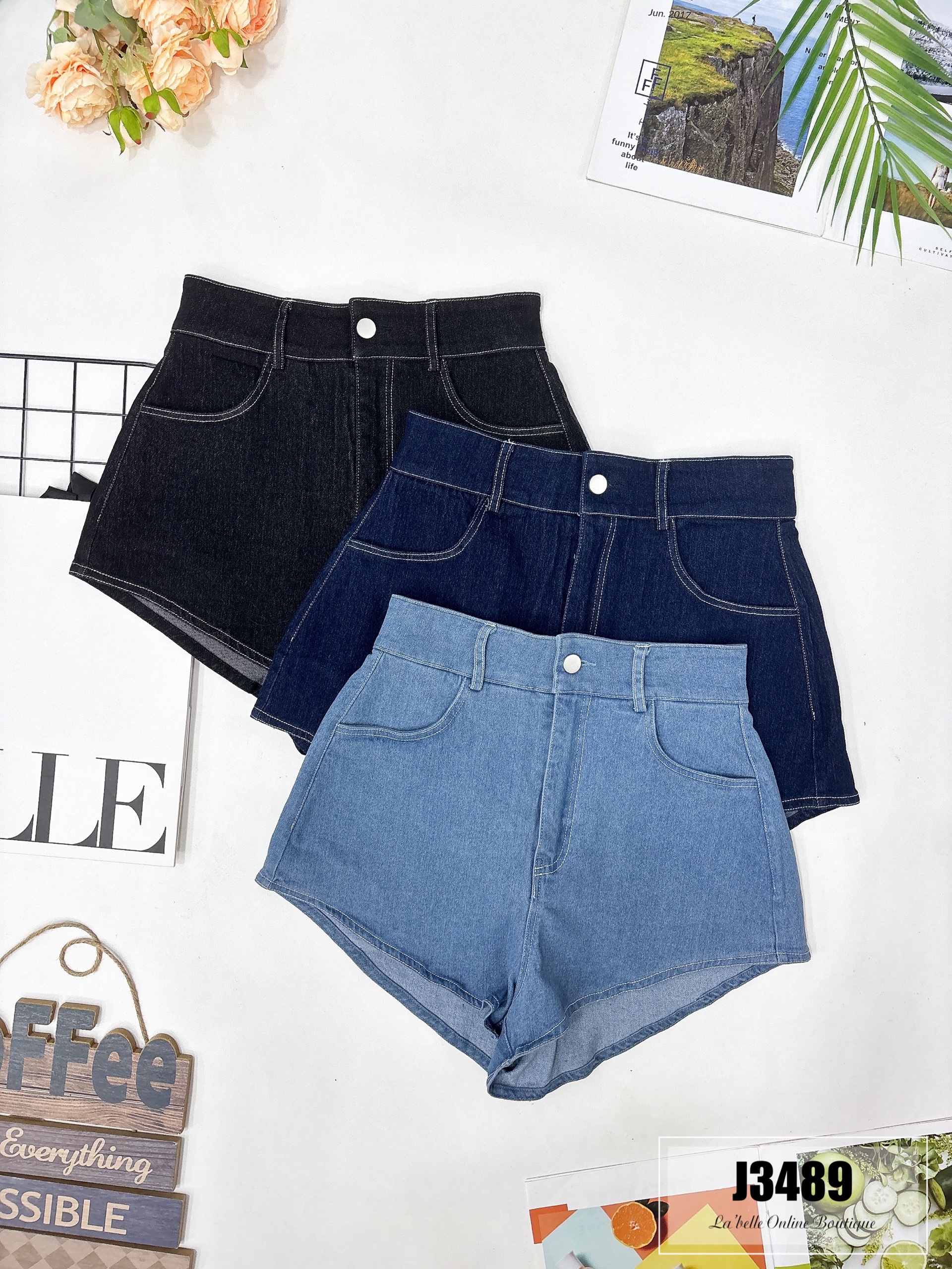 【LBP独家】简约显瘦微笑版牛仔短裤 (J3489)