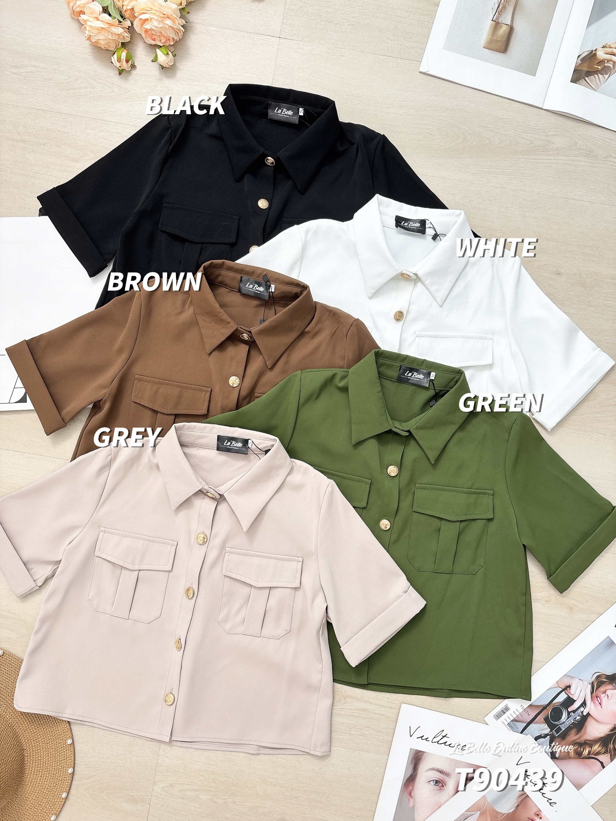 【LBP独家】时尚百搭翻领单排扣上衣（T90439）