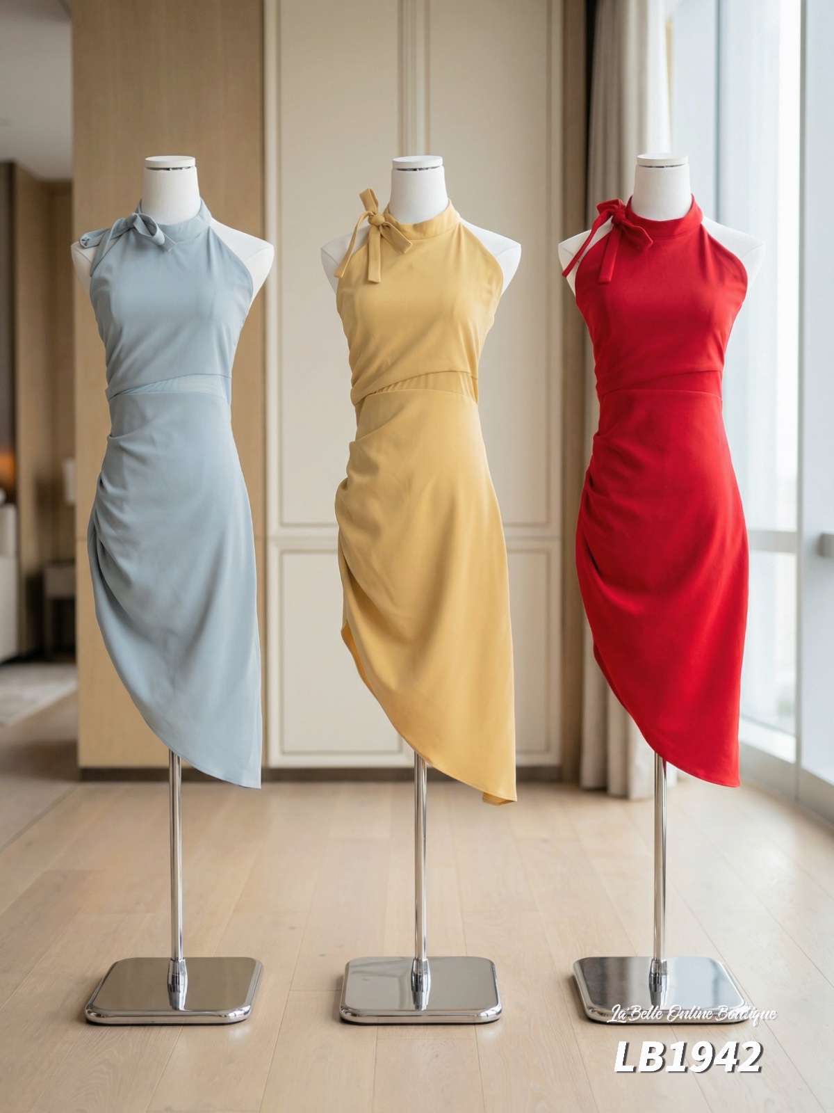 高级感压褶露腰不规则下摆连身裙 (LB1942) 